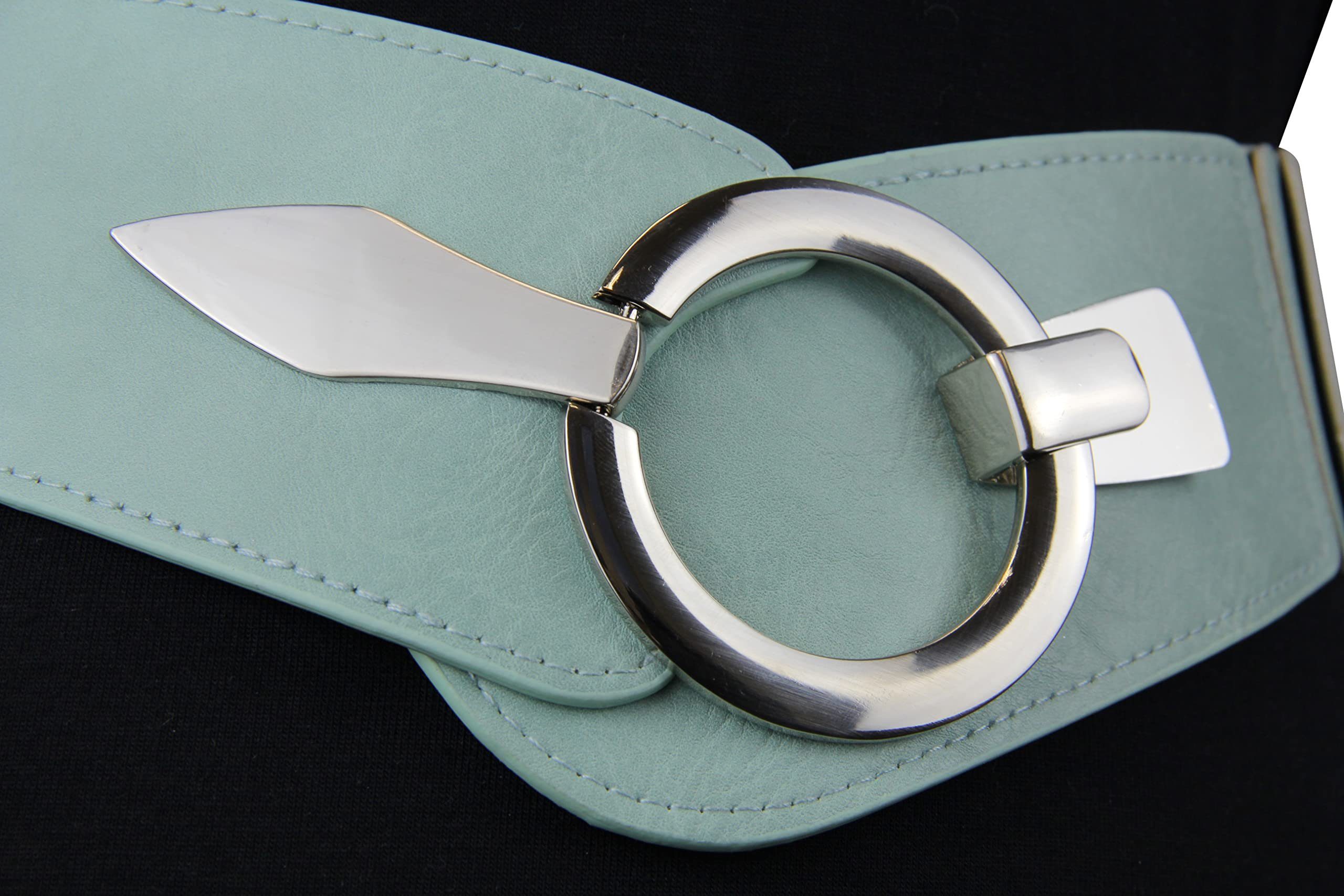Vanessa & Melissa Taillengürtel Damen 6cm breit (bequemer Stretchgürtel) elastischer Gürtel mit silberner Ring-Schließe