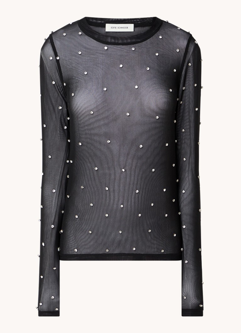 Sofie Schnoor Semi-transparent top with rhinestones