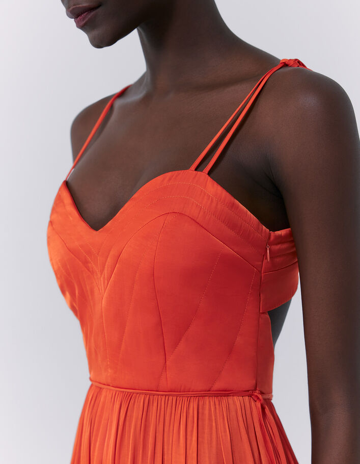 Robe longue asymétrique à dos échancré orange femme