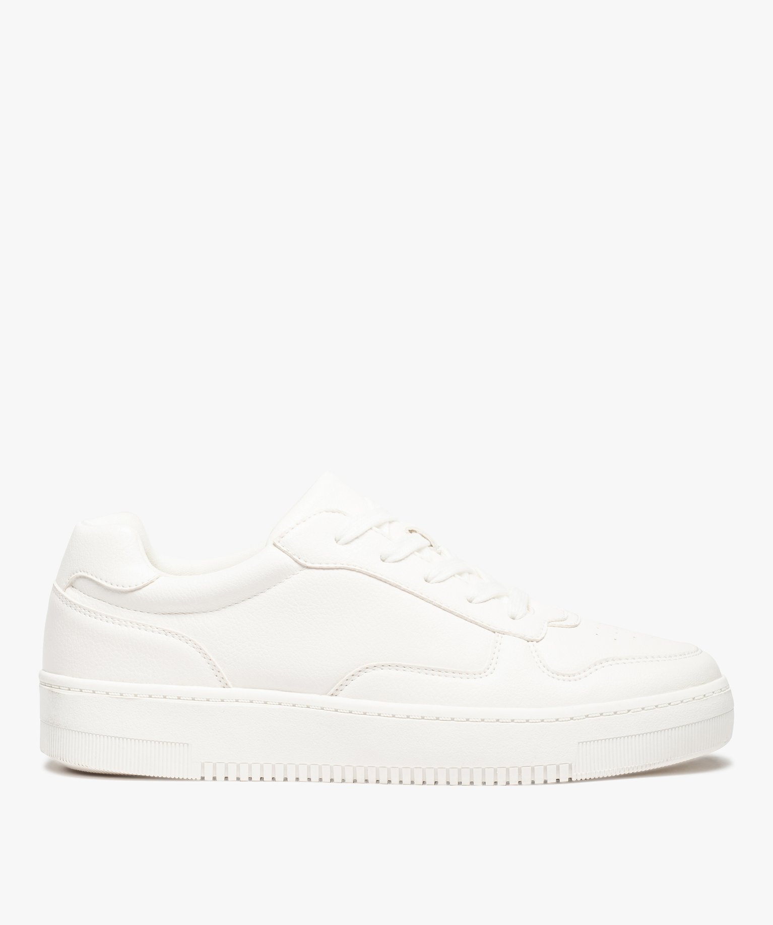 Baskets homme unies à tige basse et à lacets blanc | GEMO