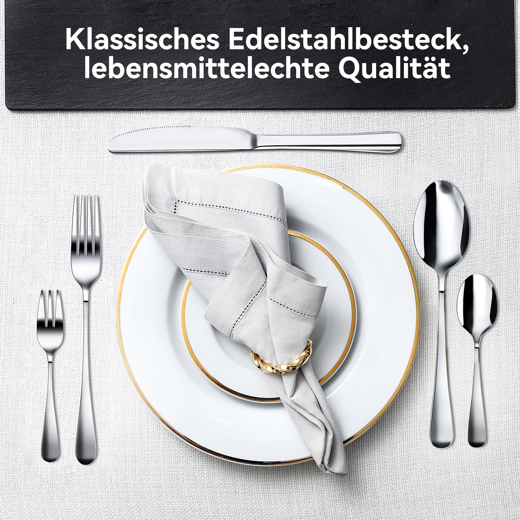 Senmudi Besteck-Set 30-teiliges Edelstahl Besteckset-Elegant&Langlebig-Spülmaschinenfest, Ergonomisches Design für Familien, Feste und Alltag