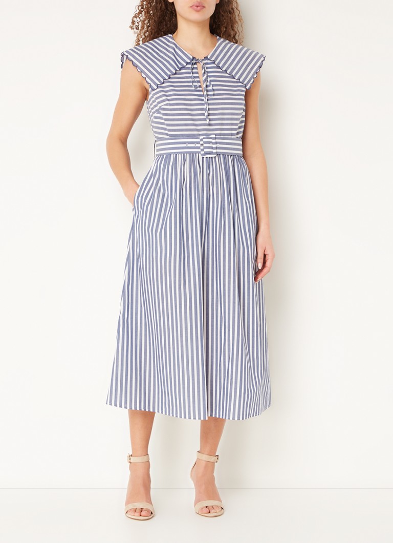 L.K.Bennett  Beau midi jurk met streepprint en ceintuur