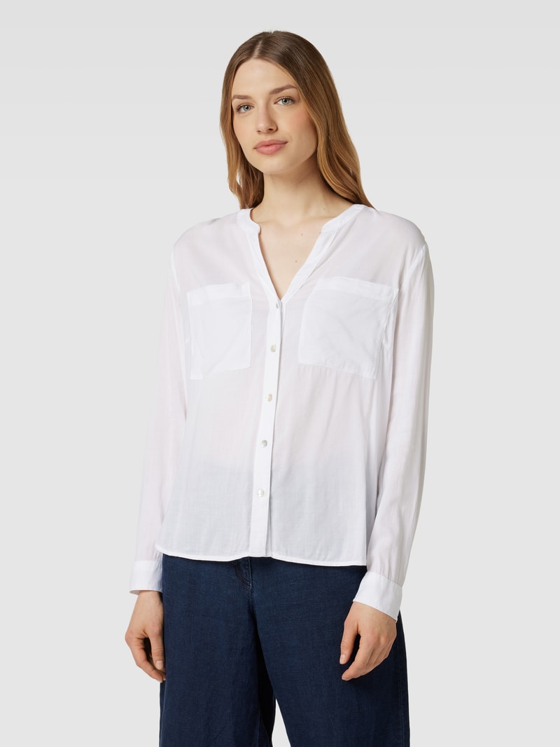 Bluse mit Brusttaschen Modell 'Ilsa' in weiß