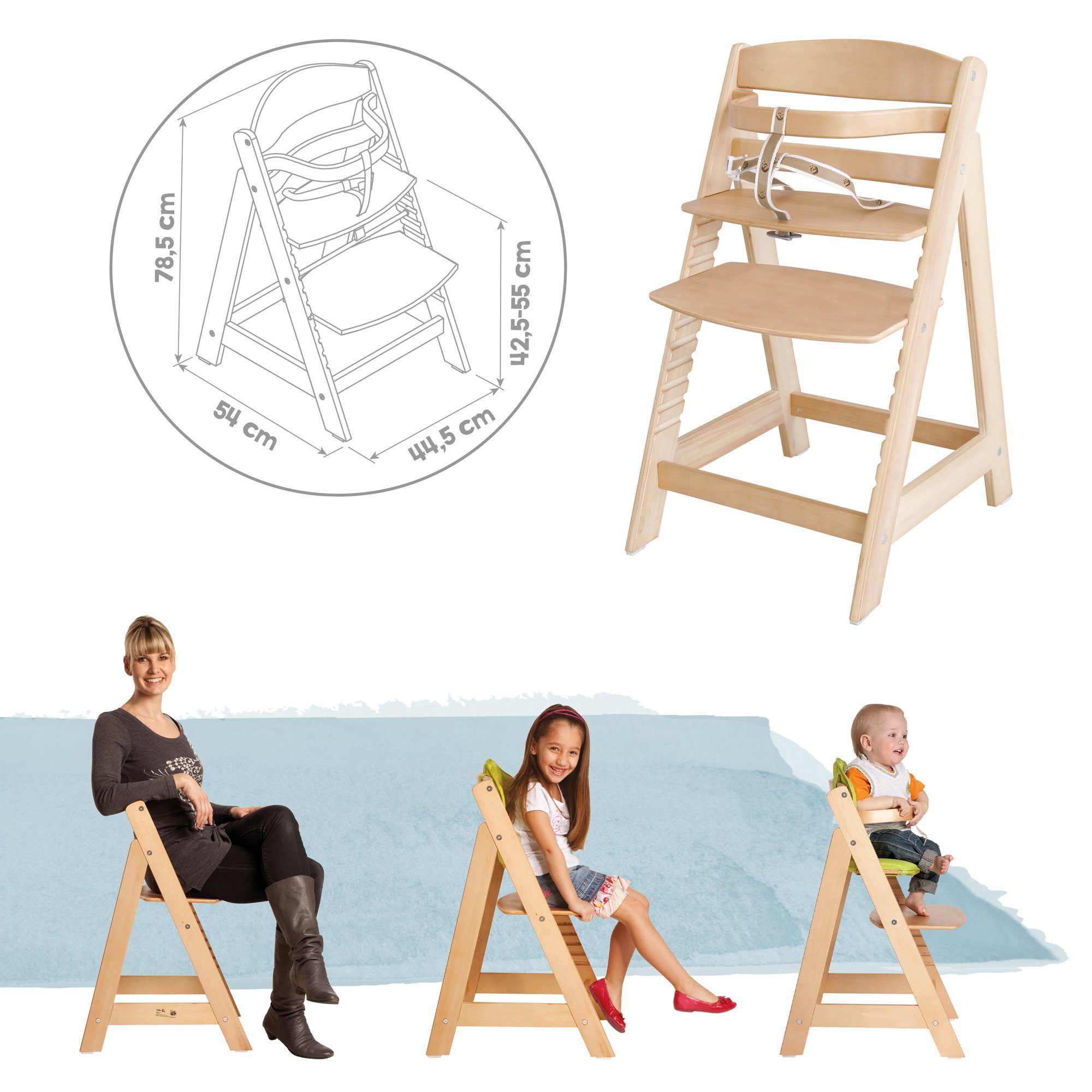 roba® Hochstuhl Treppenhochstuhl Sit Up III, natur, inkl. Sitzverkleinerer Litte Stars