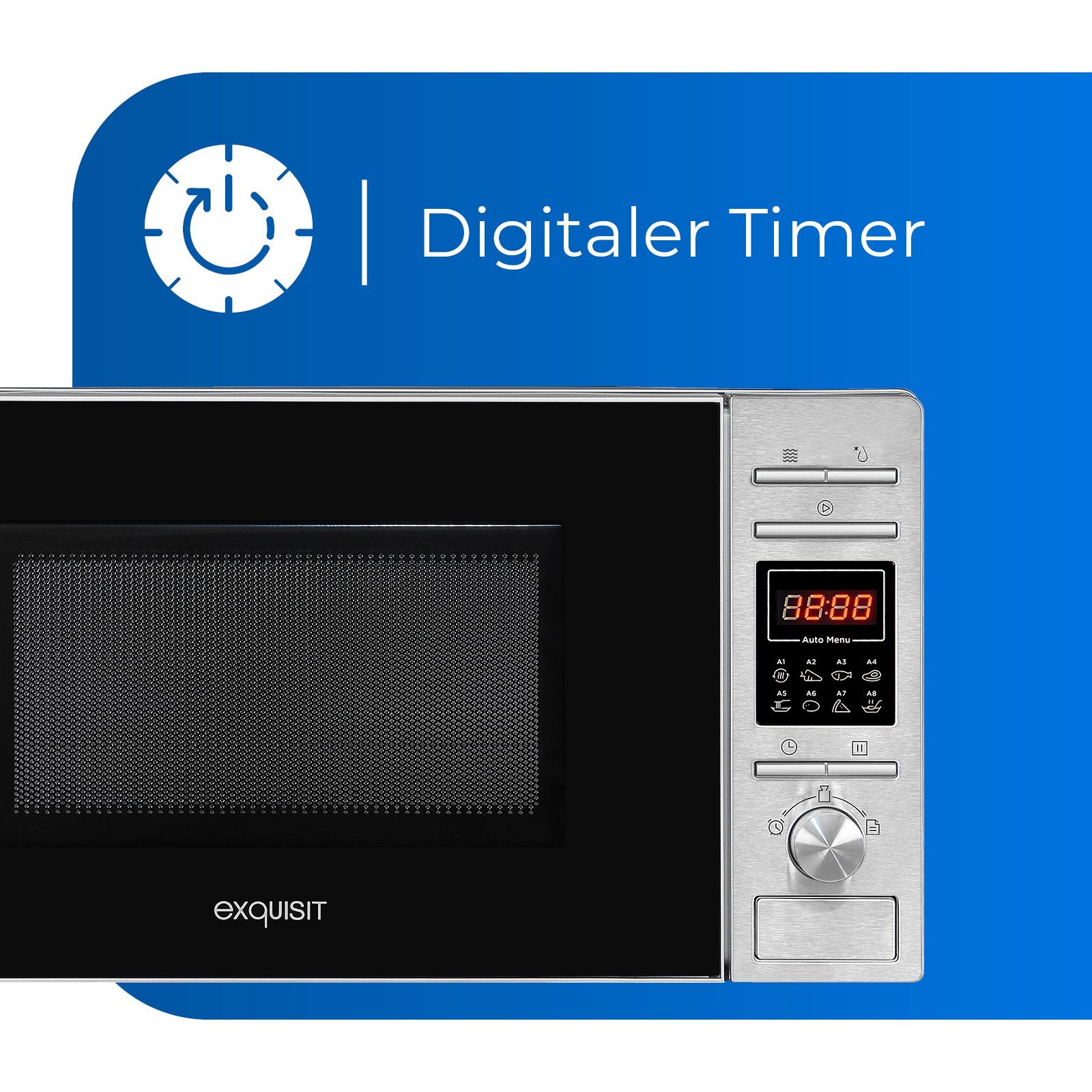 exquisit Mikrowelle MW 820 DI, 20,00 l, digitaler Timer, 8 Automatikprogramme