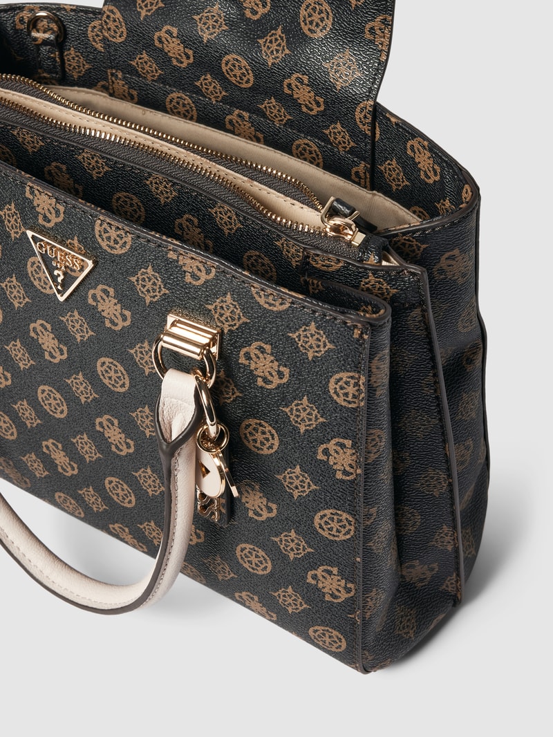 Handtasche mit Allover-Muster Modell 'NOELLE' in mittelbraun
