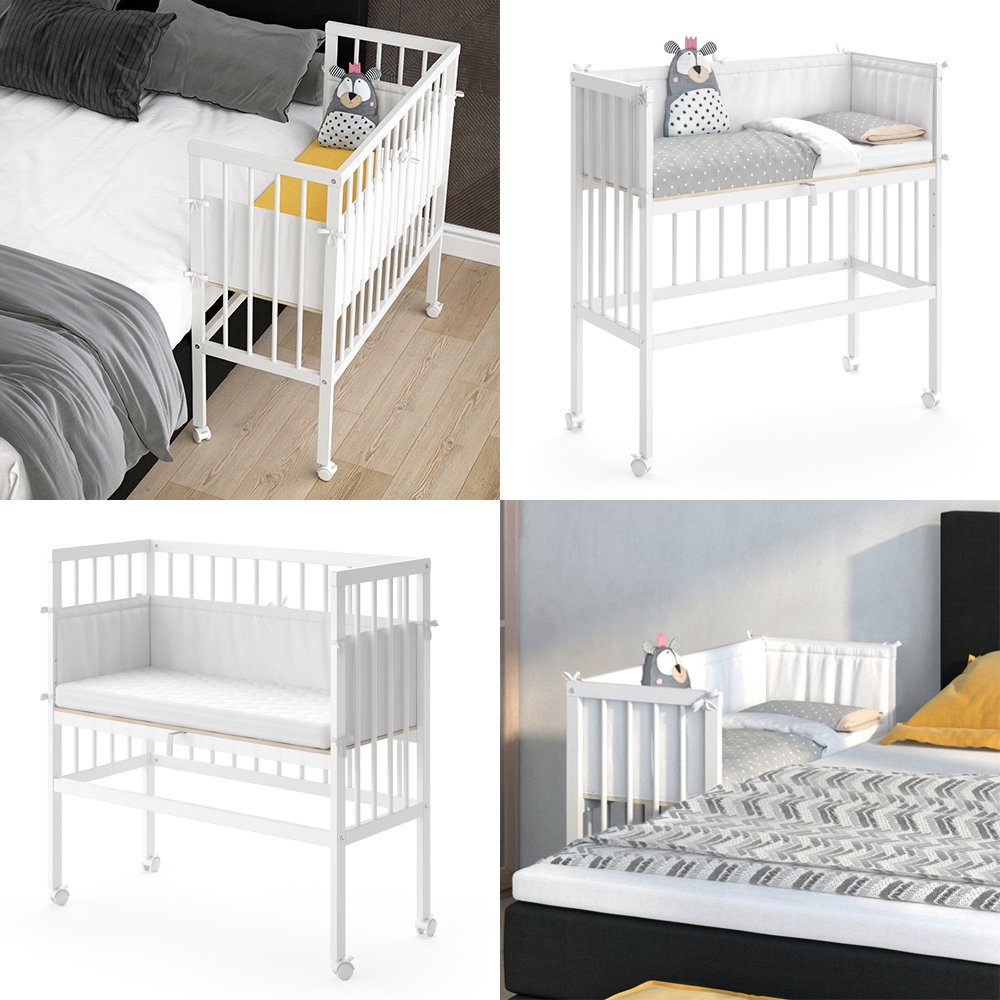 VitaliSpa® Beistellbett Babybett Stubenbett SOPHIE 93x46x75 Weiß