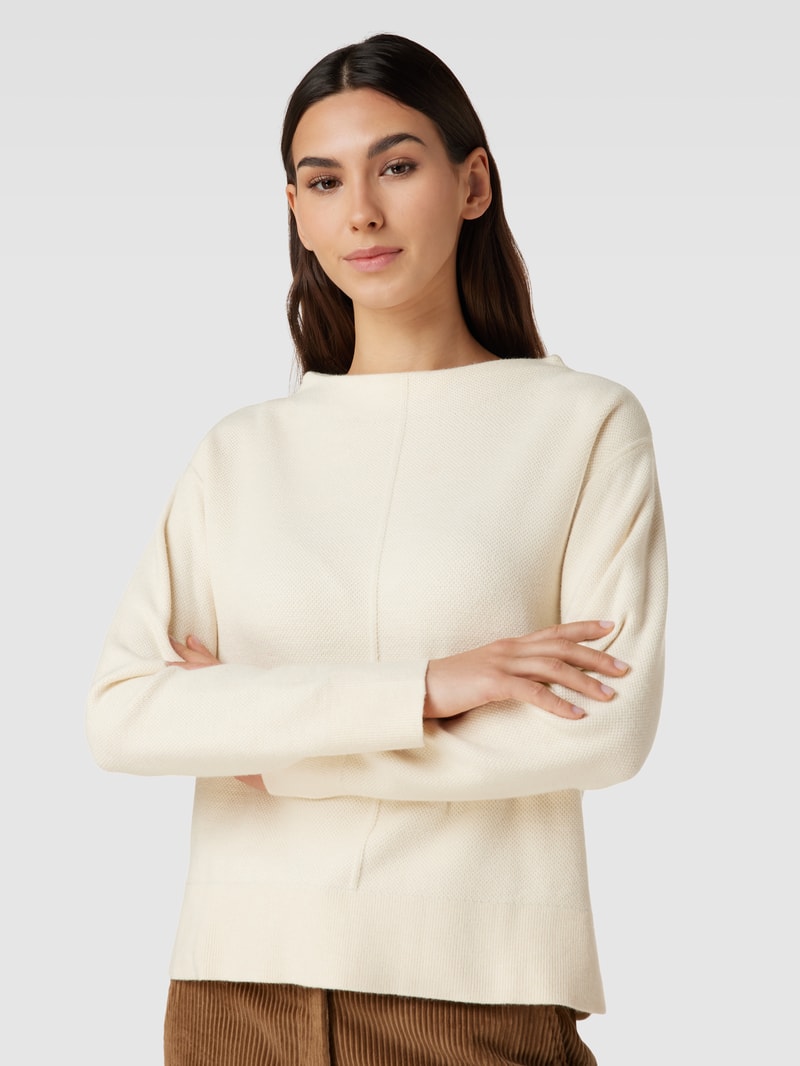Strickpullover mit Ziernähten in beige