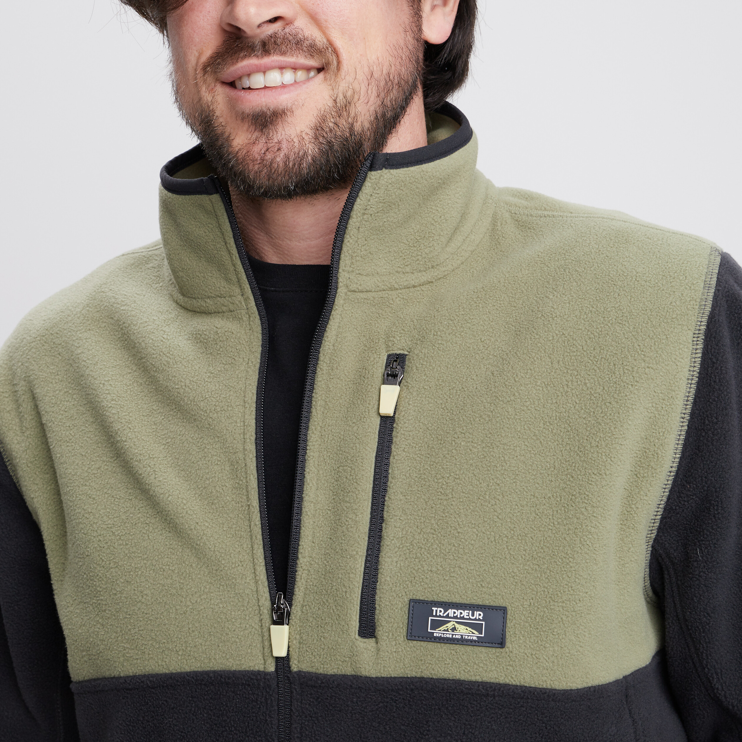 Gilet polaire col montant gris foncé homme | La Halle