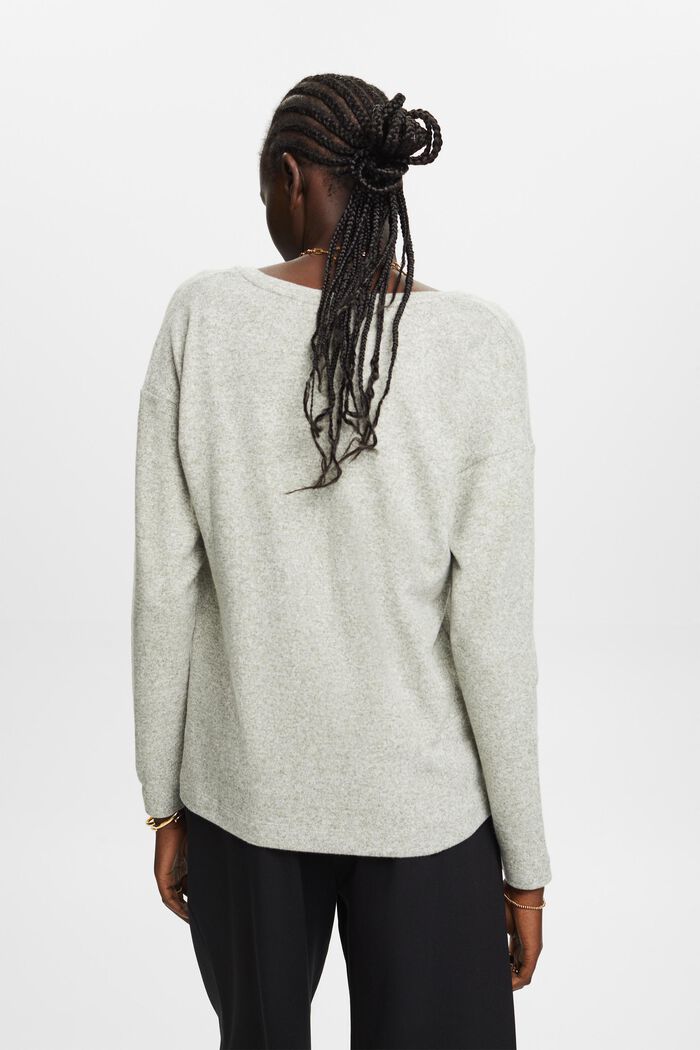 Gebürstetes Longsleeve mit V-Ausschnitt