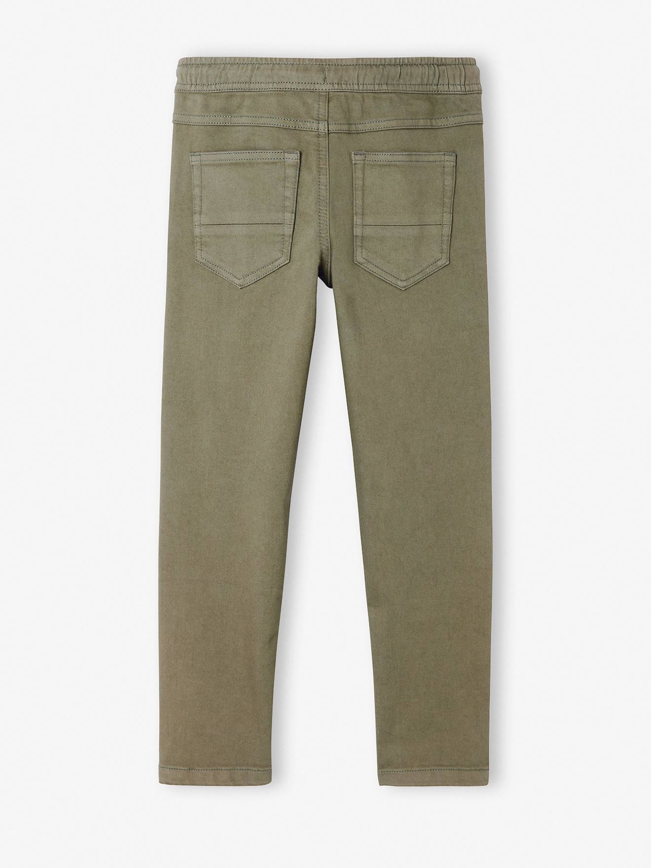 Pantalon slim couleur facile à enfiler garçon vert olive