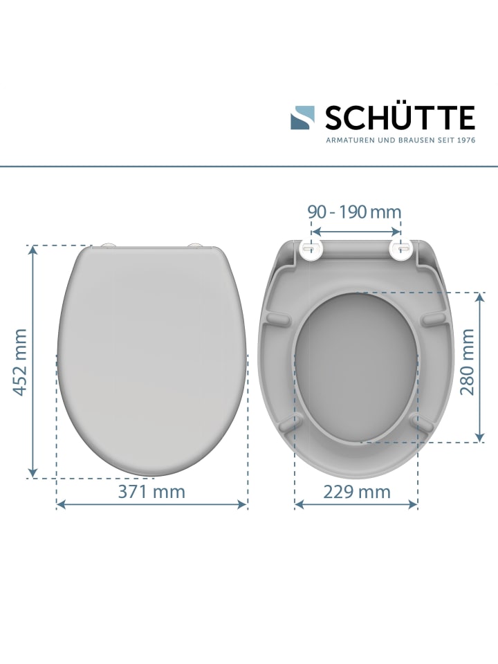 Schütte Duroplast WC Sitz GREY mit Absenkautomatik - (L) 45 x (B) 37 x (H) 4 cm günstig kaufen onesize