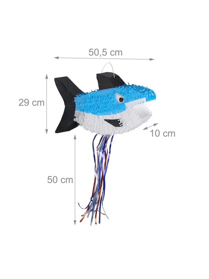 relaxdays Pinata Hai in Blau/Weiß günstig kaufen onesize