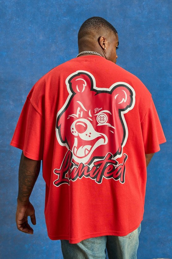 Plus Oversize T-Shirt mit Bär-Print