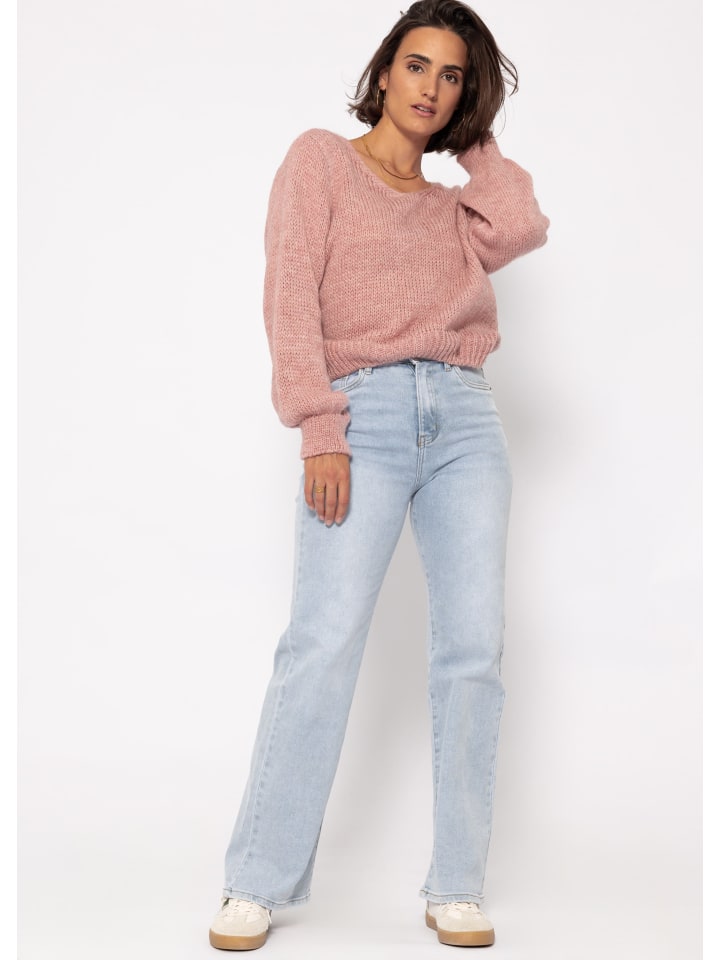 SASSYCLASSY Pullover mit V-Ausschnitt in Altrosa günstig kaufen