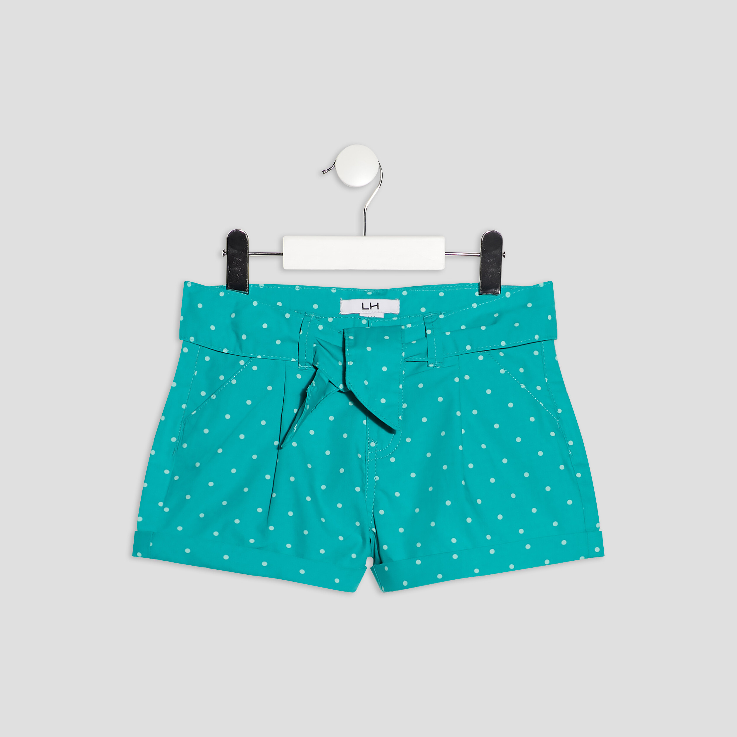 Short droit ceinturé vert emeraude fille | La Halle