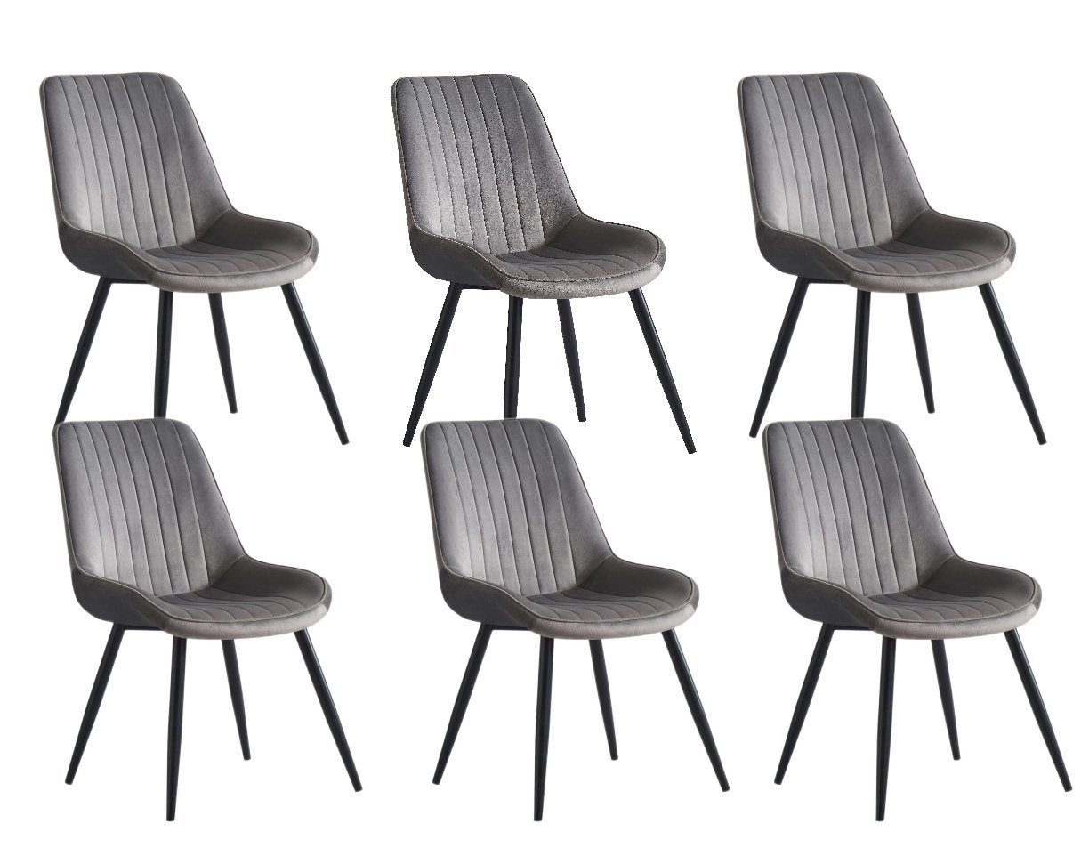 Woward Esszimmerstuhl Esszimmer Stühle 6 St. Küchenstuhl Polsterstuhl Samt+Metall (6er Set), 6er Set, 6 Stühlen