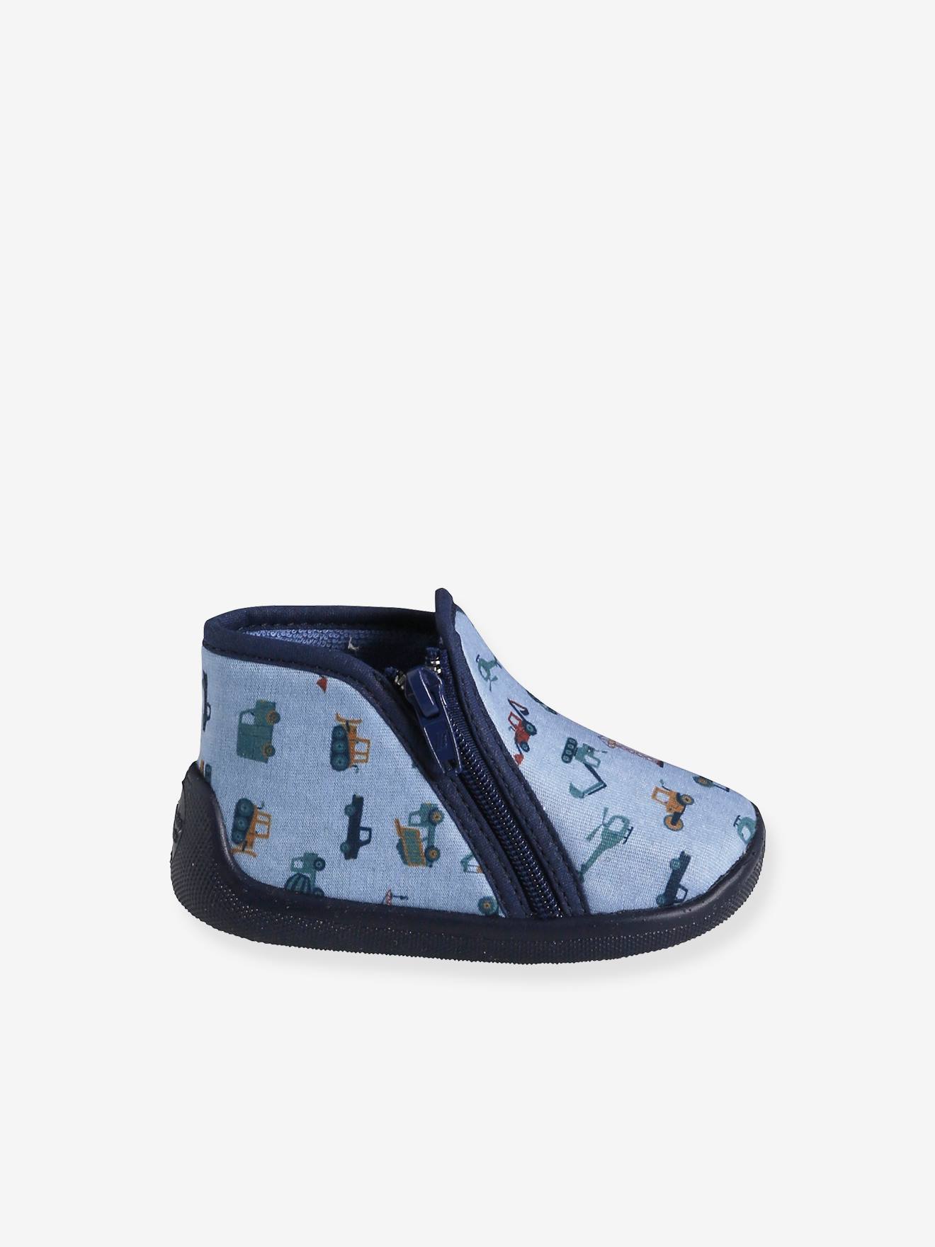 Chaussons zippés bébé fabriqués en France gris imprimé