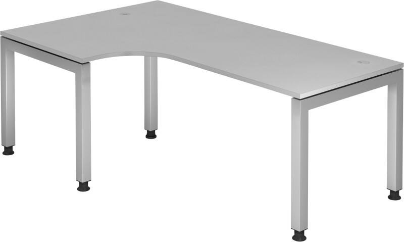Hammerbacher J Serie VJS82/5 Eckschreibtisch Halbkreisförmig Holz Silber 4 Füße 1.200 x 2.000 x 680 mm