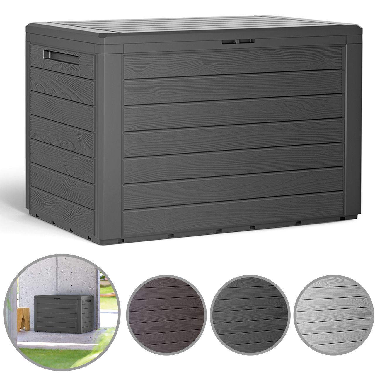 DEUBA Auflagenbox Balkonbox Woody 78 x 55 x 43,8cm anthrazit