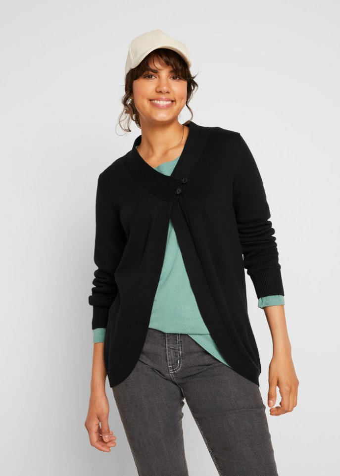 Strickjacke mit rundem Saum