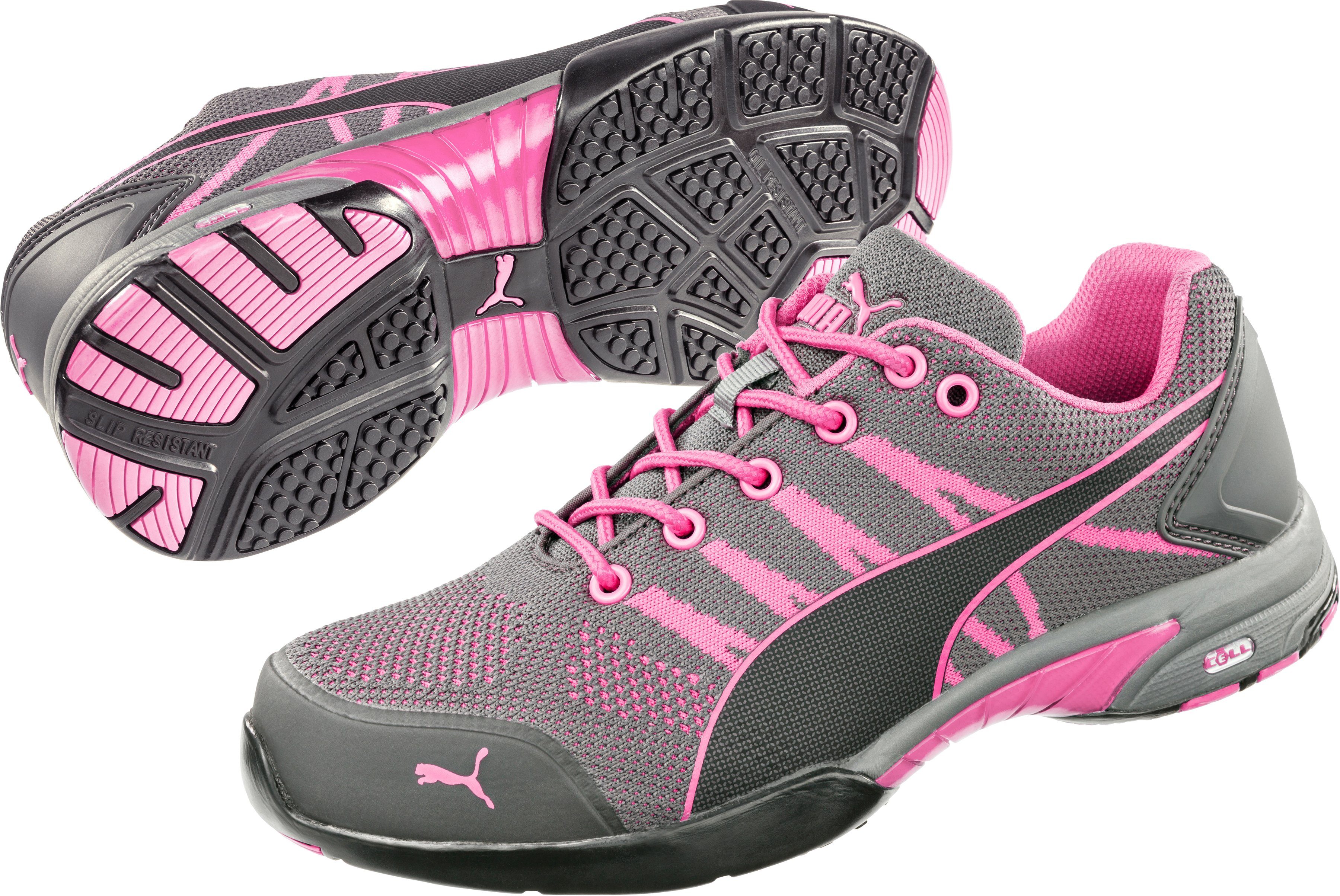 PUMA Safety Celerity Knit Pink Sicherheitsschuh Damen S1 Arbeitsschuh, dämpfendes IQ.CELL Fußbett, BreathActive Futter