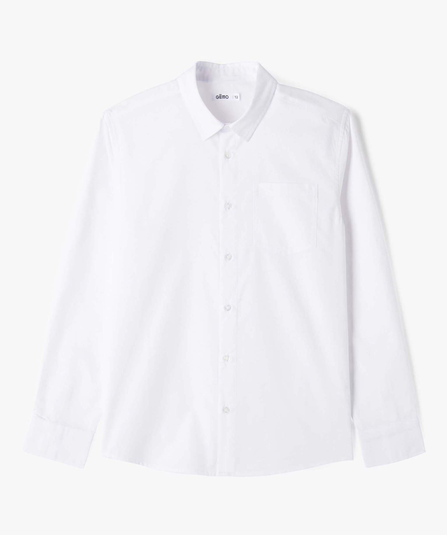 Chemise Garçon classique unie à manches longues blanc | GEMO