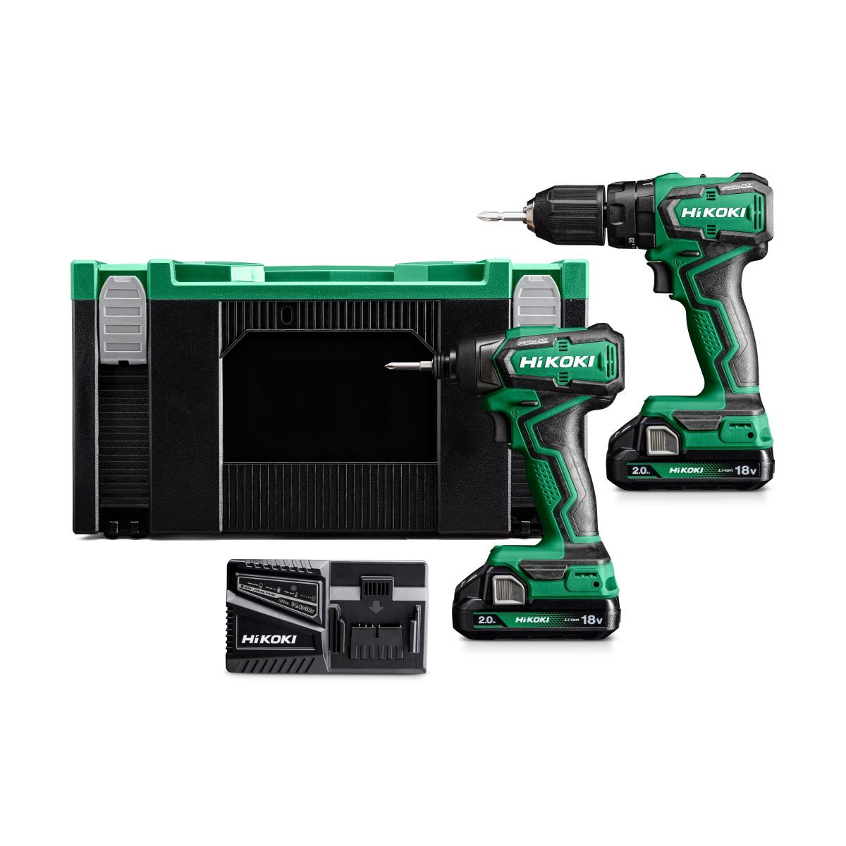 Ensemble HiKOKI KC18DDWGZ - Machine à épuisement de la batterie DV18DD + chargeur de batterie WH18DD 18V 2,0ah Li-Ion en HSC III