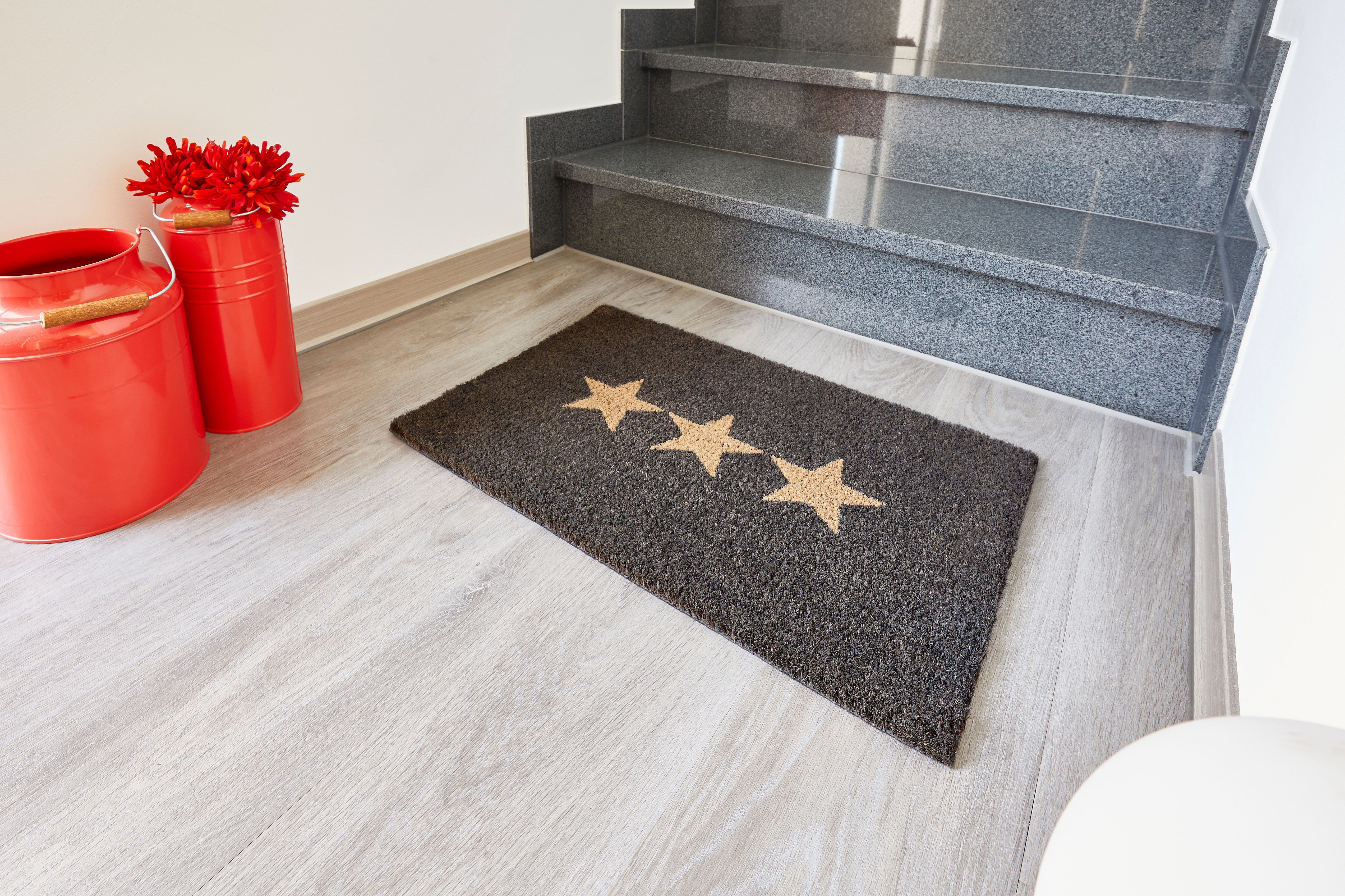Fußmatte Kokos Star, Andiamo, rechteckig, Höhe: 15 mm, Schmutzfangmatte, Motiv Sterne, In- und Outdoor geeignet