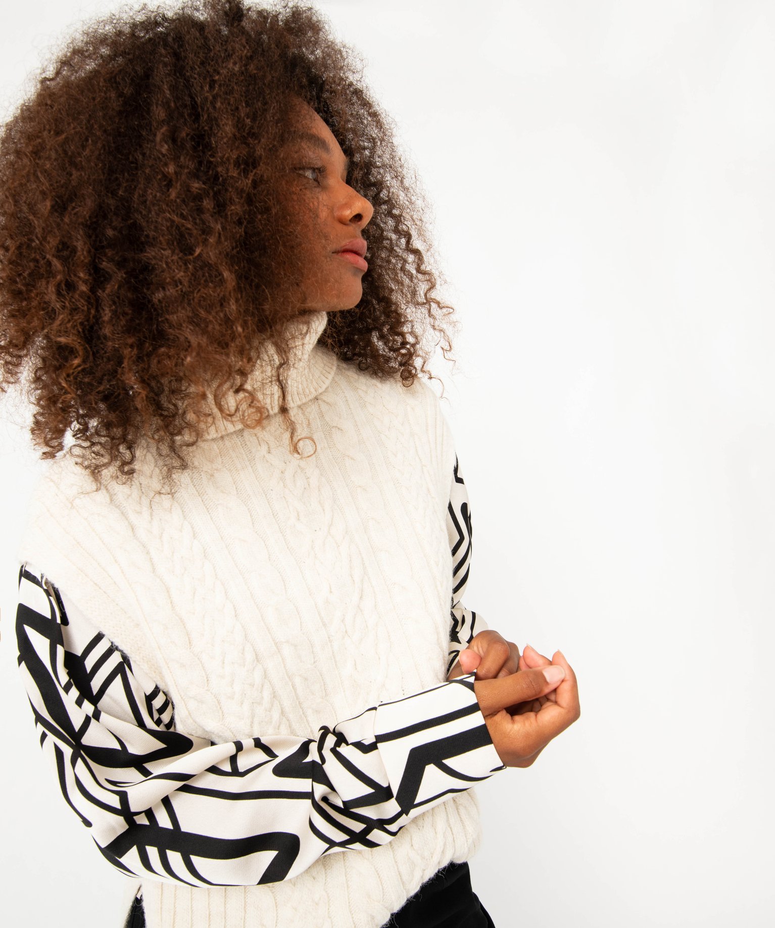 Pull sans manches à col roulé femme ecru | GEMO