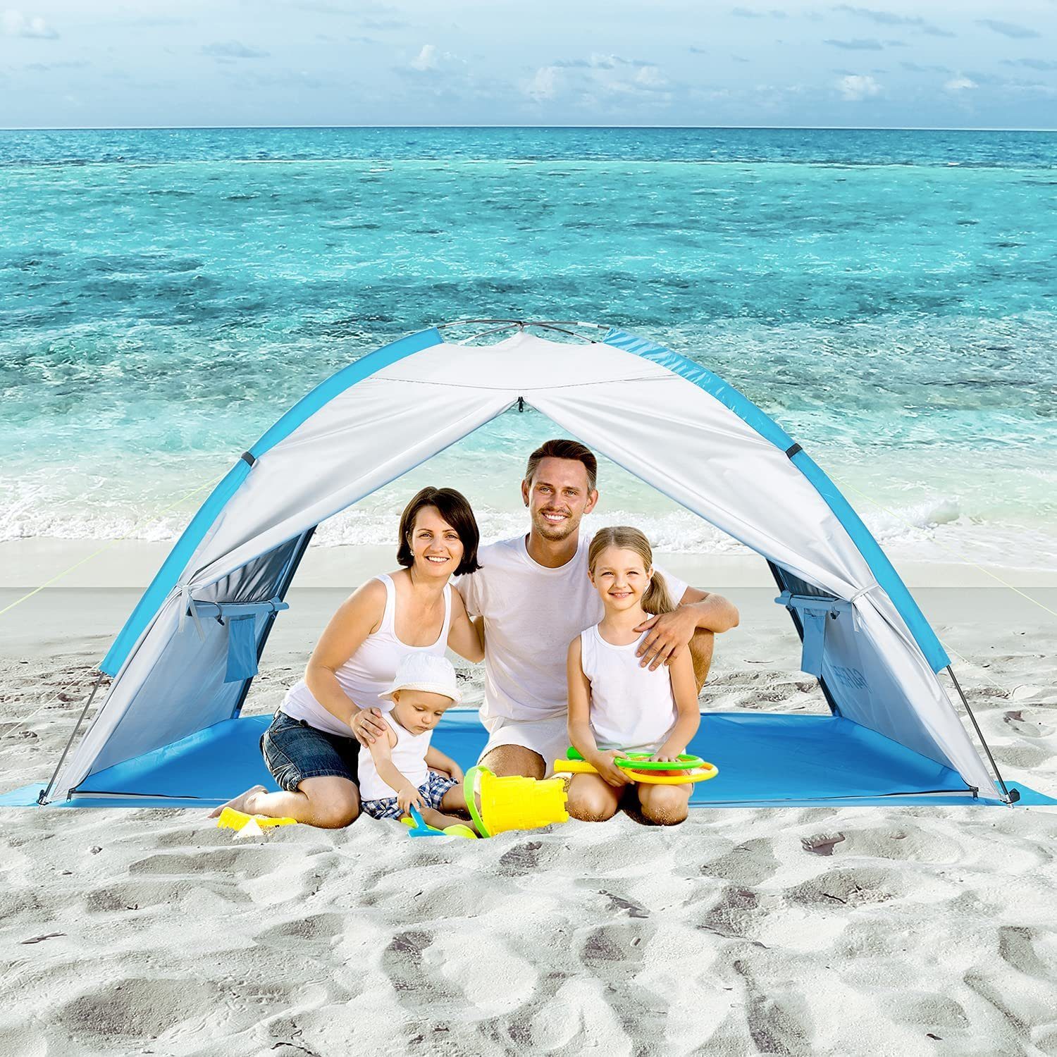 G4Free Strandmuschel, Personen: 4 (1 tlg), Tragbares Strandzelt mit UV 50+