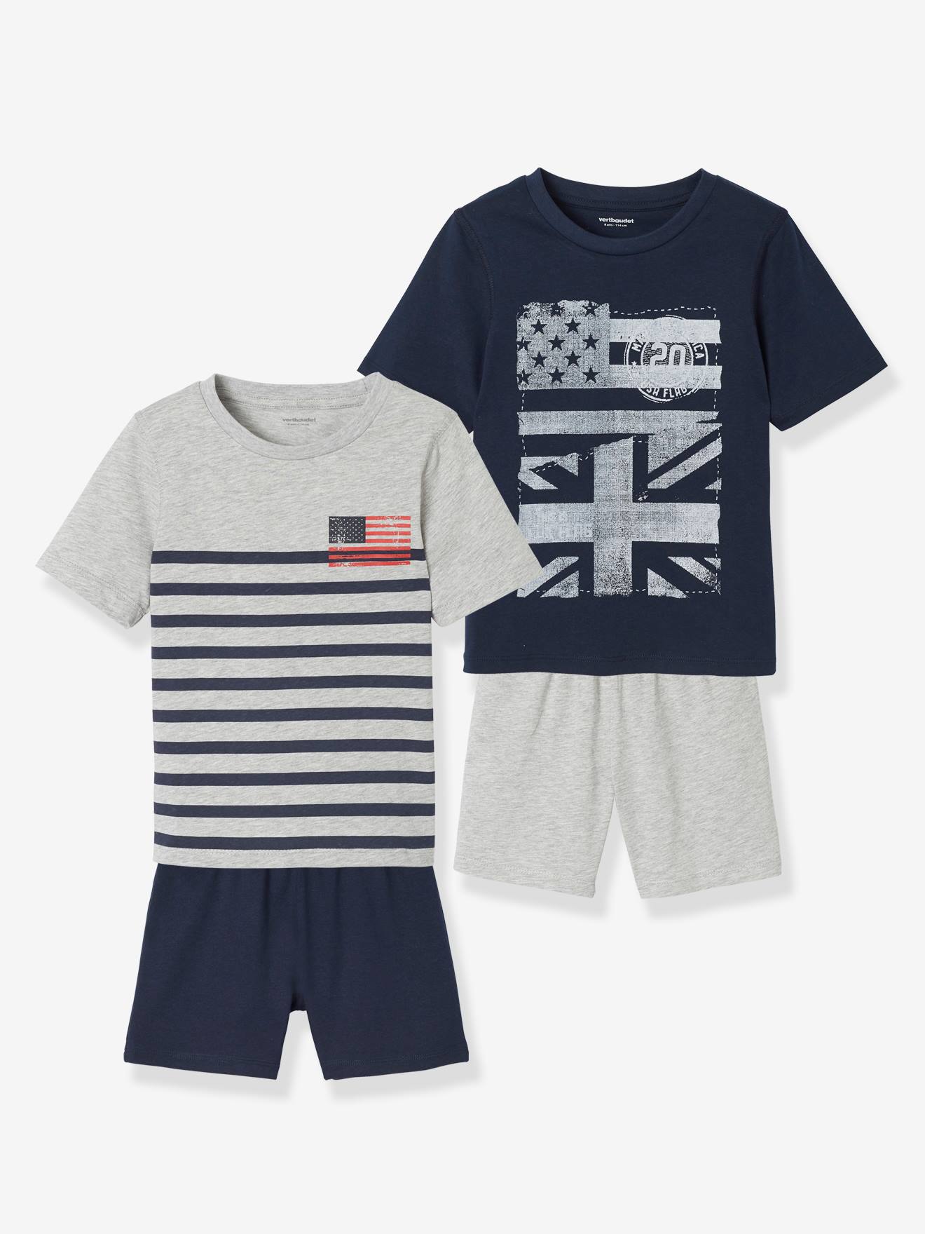 Lot de 2 pyjashorts garçon assortis Flags BASICS lot encre