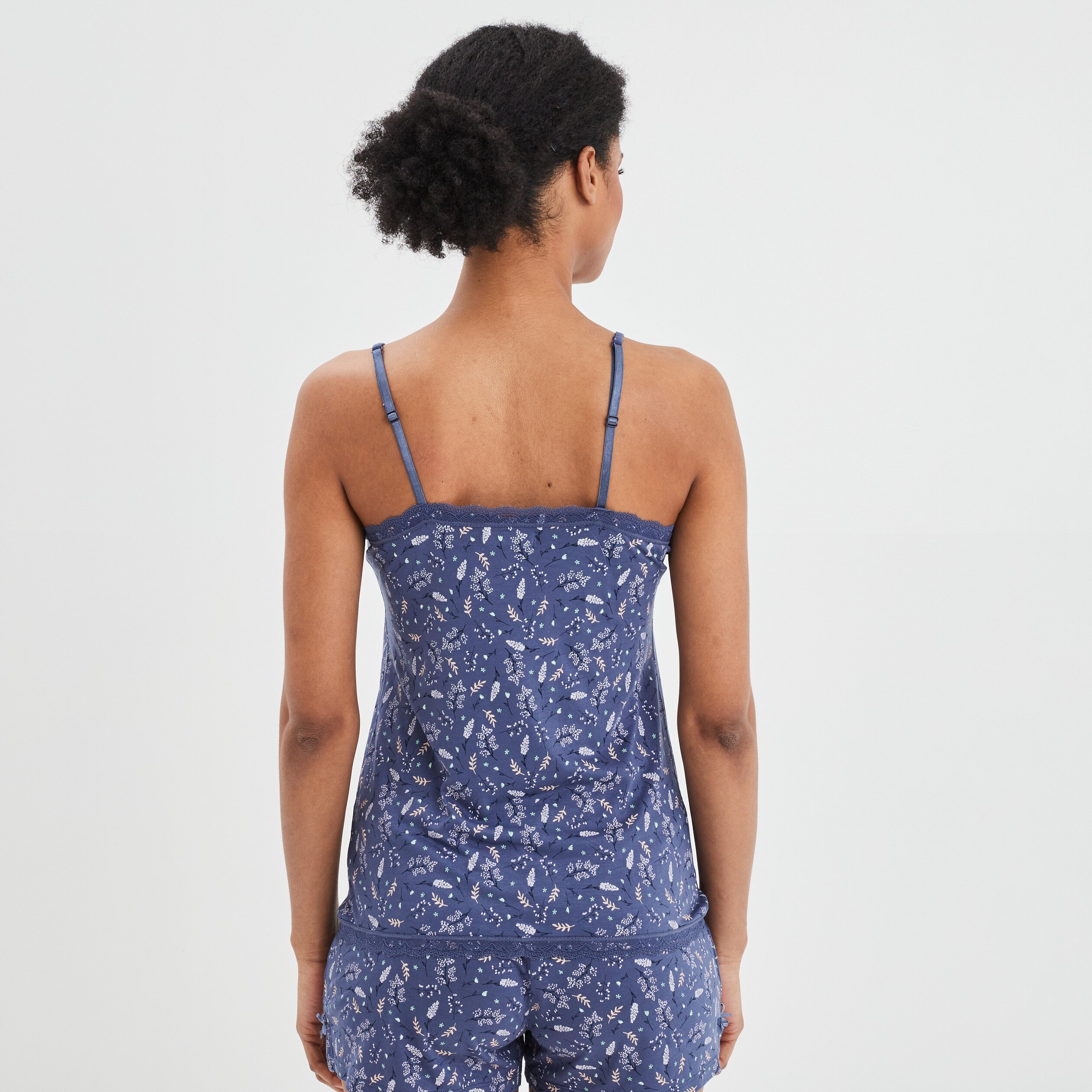 Haut de pyjama débardeur col V bleu femme | La Halle