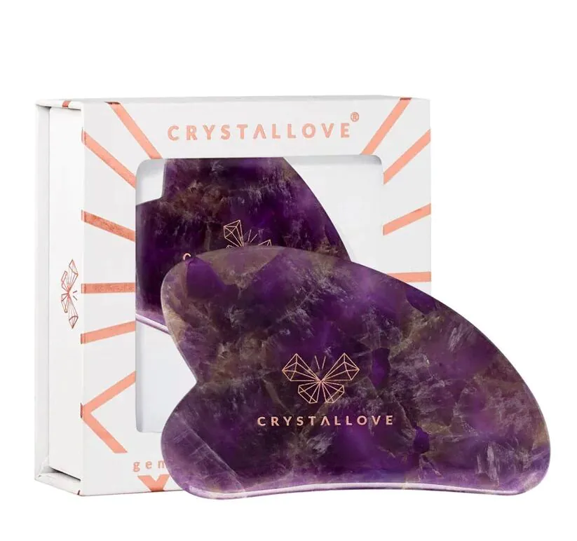 Crystallove ametisto gua sha veido masažo plokštelė