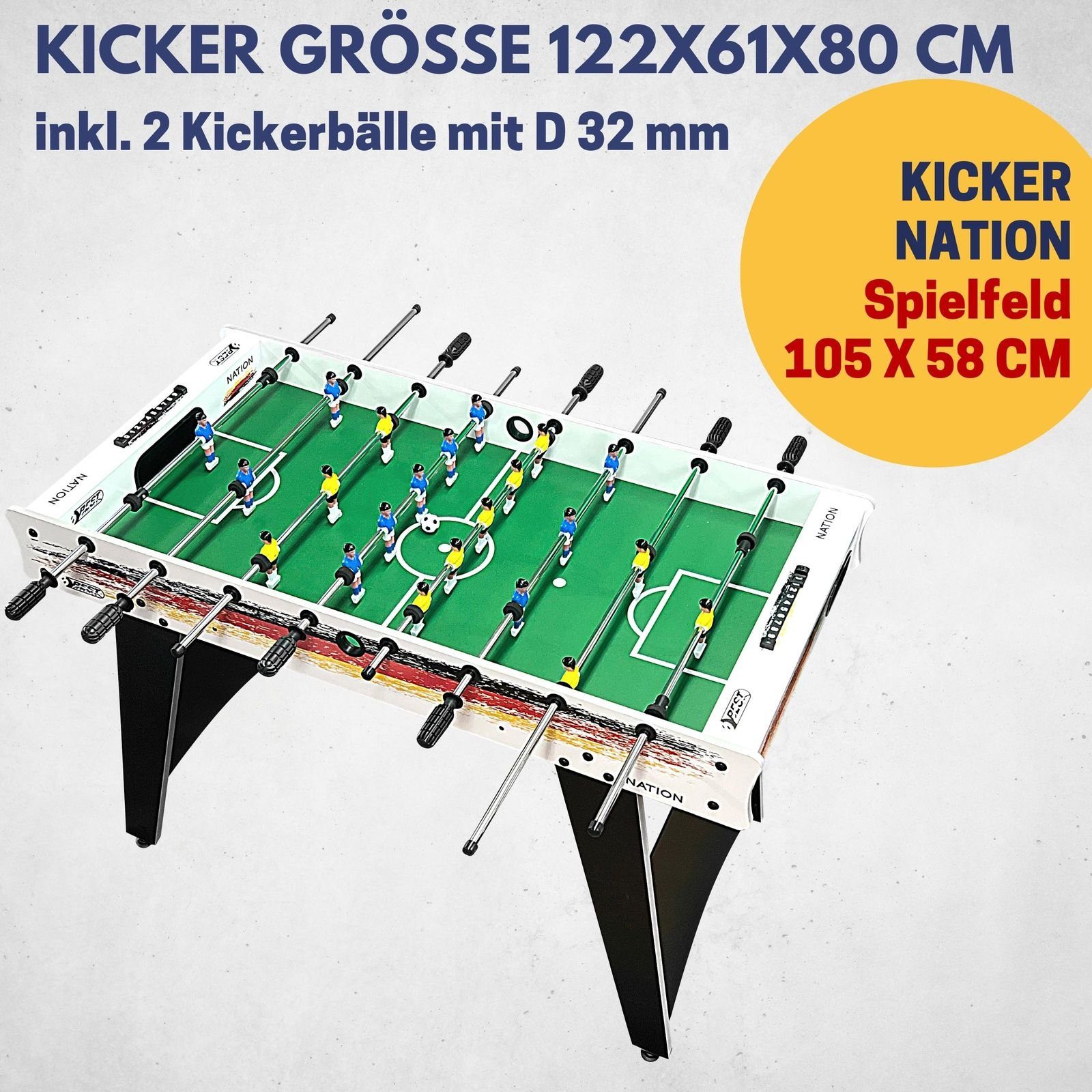 Best Sporting Kickertisch Tischkicker Nation mit Spielfläche 105 x 58 cm, Top Tischfussballtisch für Hobby, Freunde, Familie und Arbeitskollegen Kickertisch Erwachsene Kicker als Fussball Geschenke Jungen