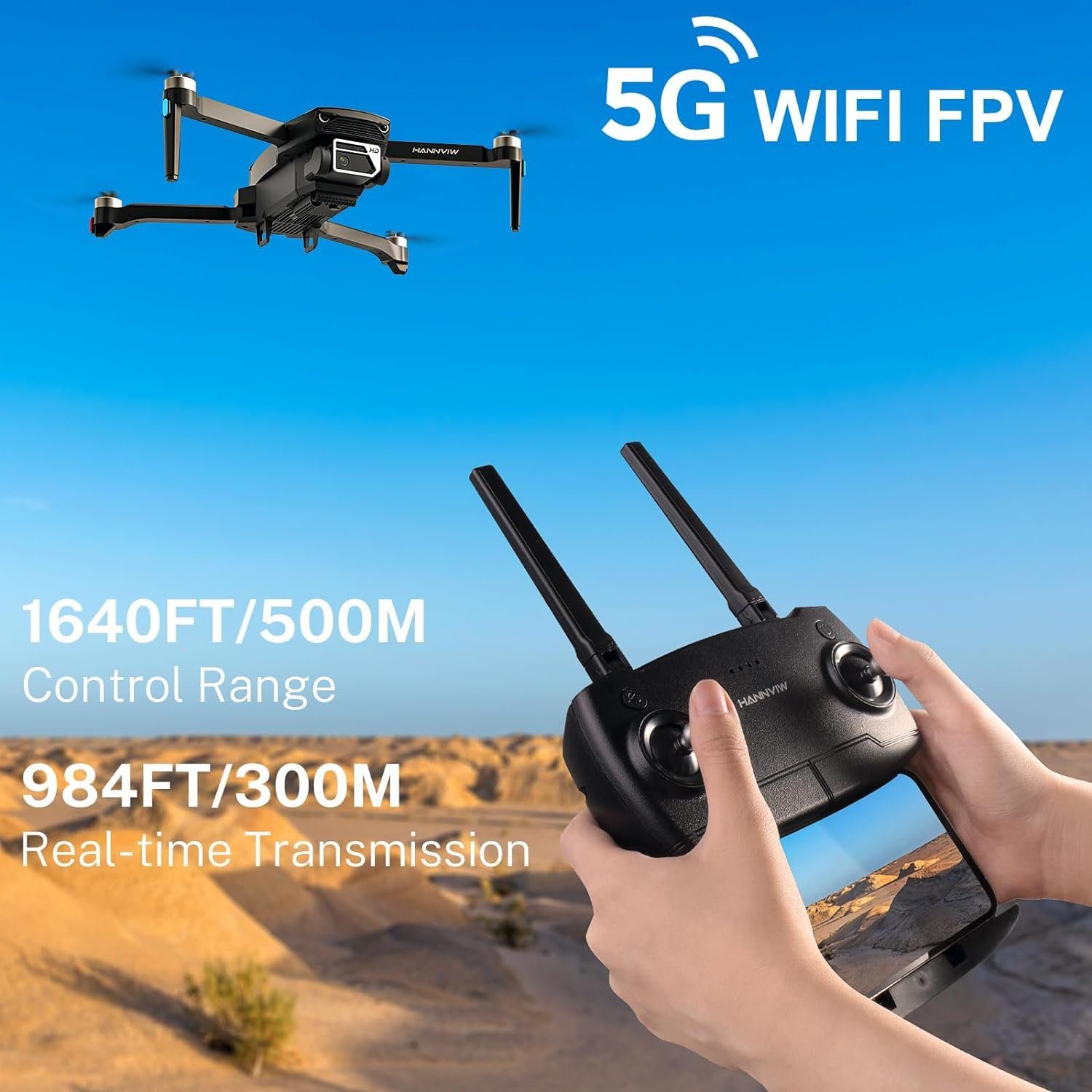 HANNVIW Drohne (4k, 4k für Erwachsene, Unter 249g, RC Quadrocopter 5G FPV übertragung)