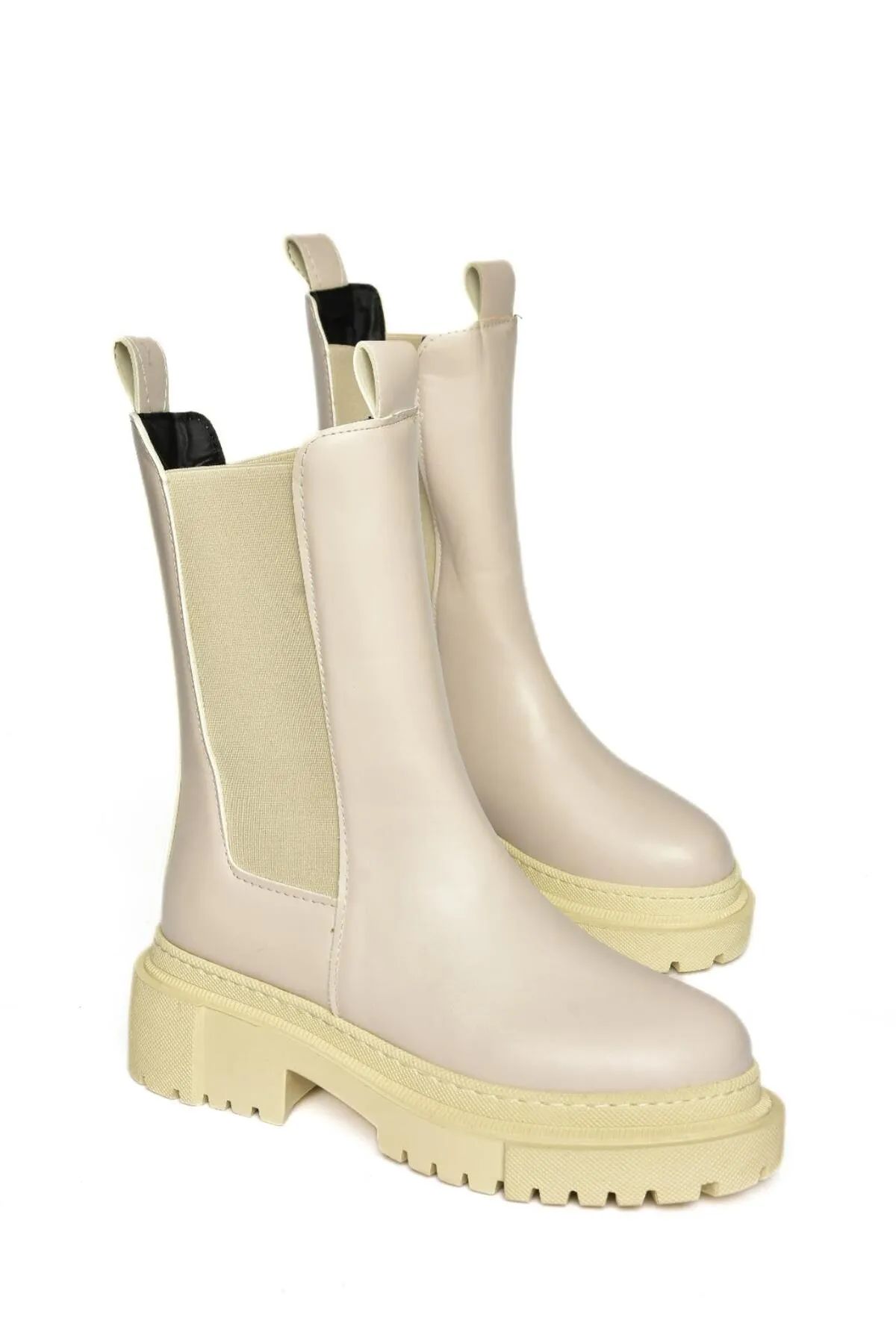 Fox Shoes  N280349009 Beige Damen-Damenstiefel mit dicker Sohle