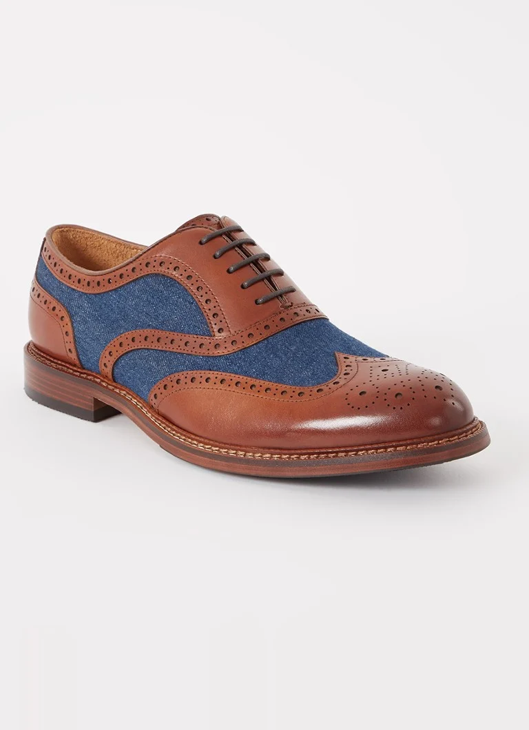 Dune London  Soar brogue van denim met leren details