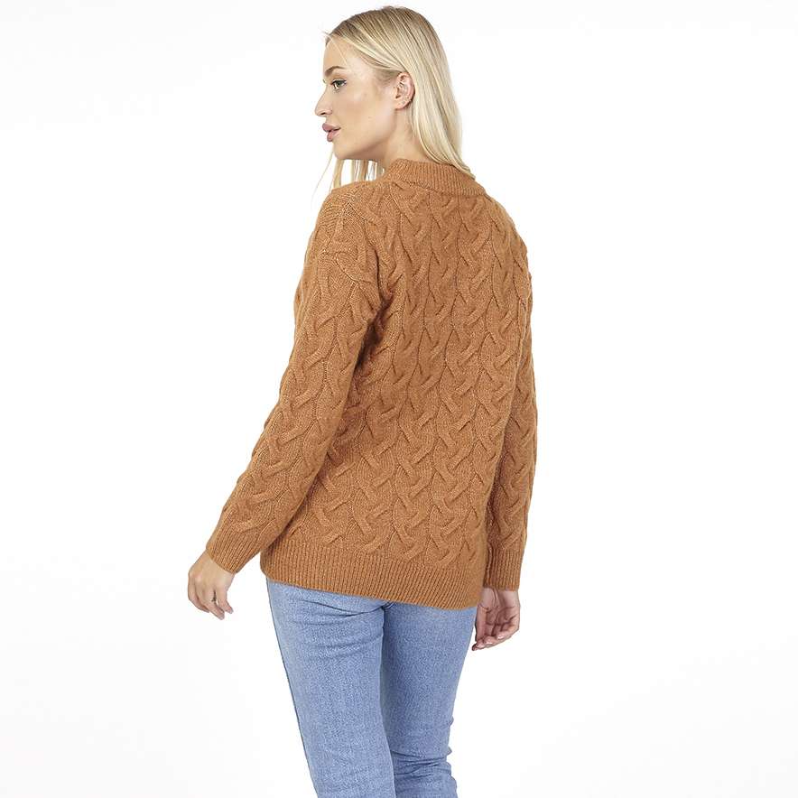 BRAVE SOUL Crew Neck Damen Strickpullover LK-544ORIGINAL CAMEL