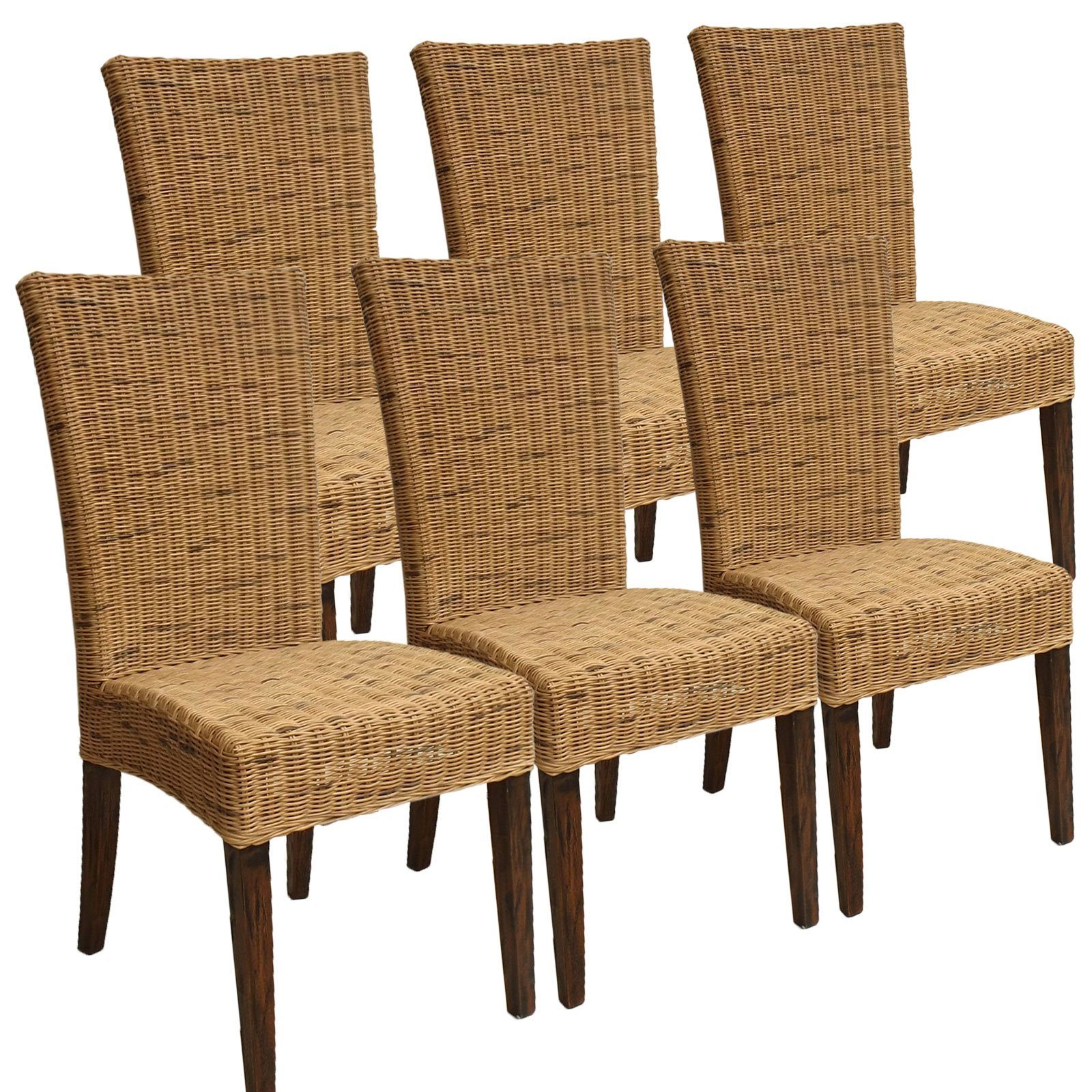 Minara Rattanstuhl Esszimmer Stühle Set 6 Stück Rattanstühle Korbstühle Cardine