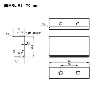 SO-TECH® Möbelgriff SEARL schwarz eloxiert gebürstet, Aluminium (1-St), Länge 70 mm