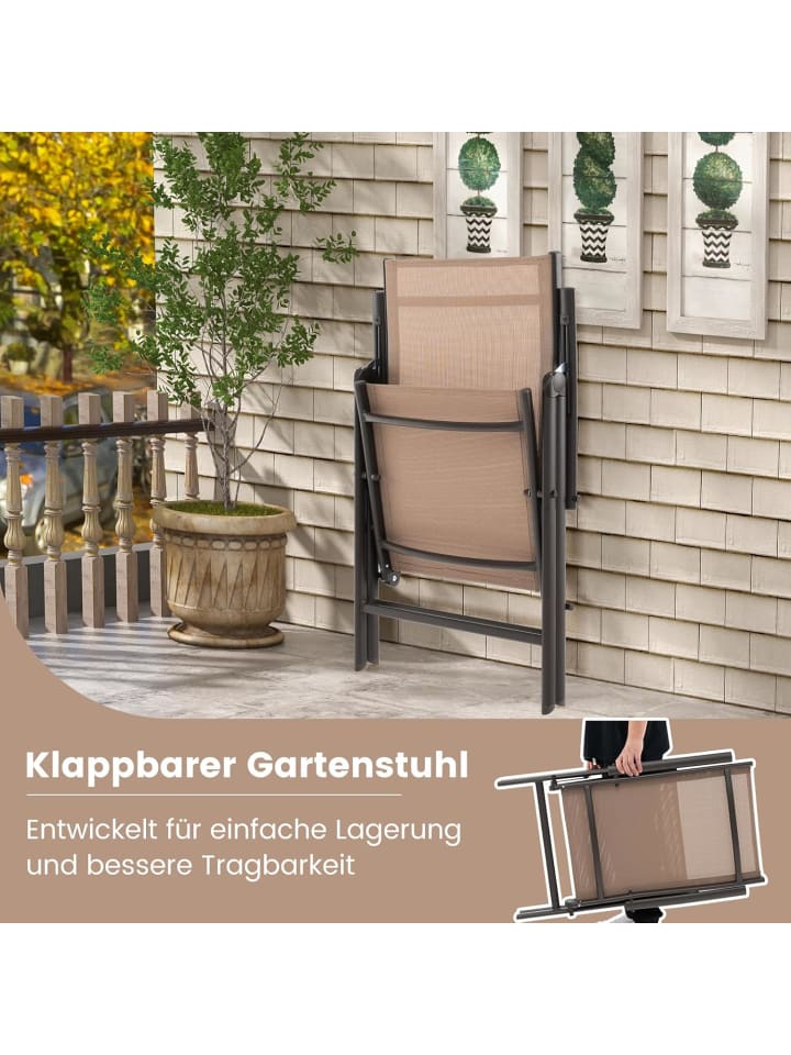 COSTWAY Gartenstuhl Hochlehner in Braun günstig kaufen onesize