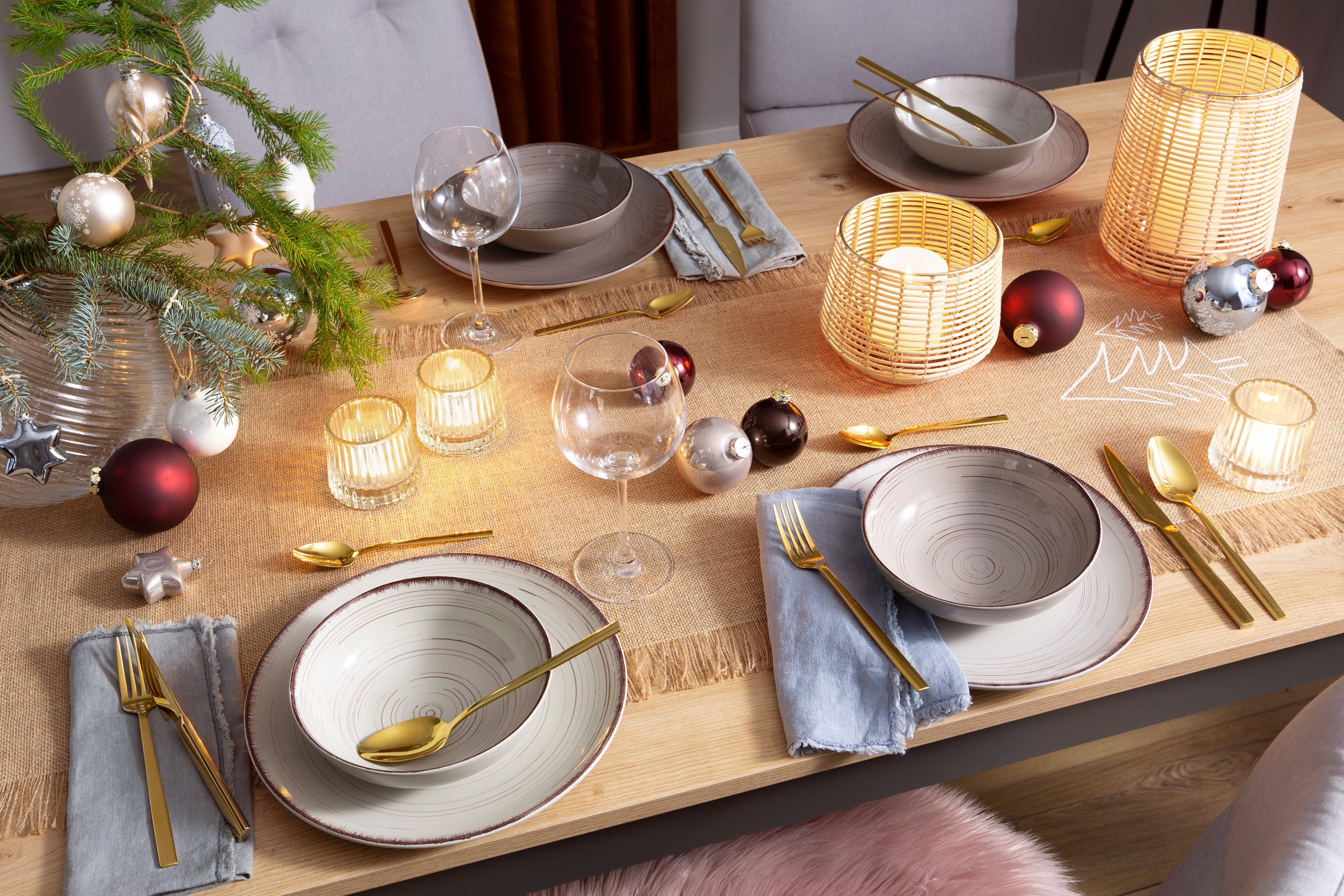 Home affaire Besteck-Set Colmar, Edelstahl 18/10, PVD gold glänzend, 30 Teile