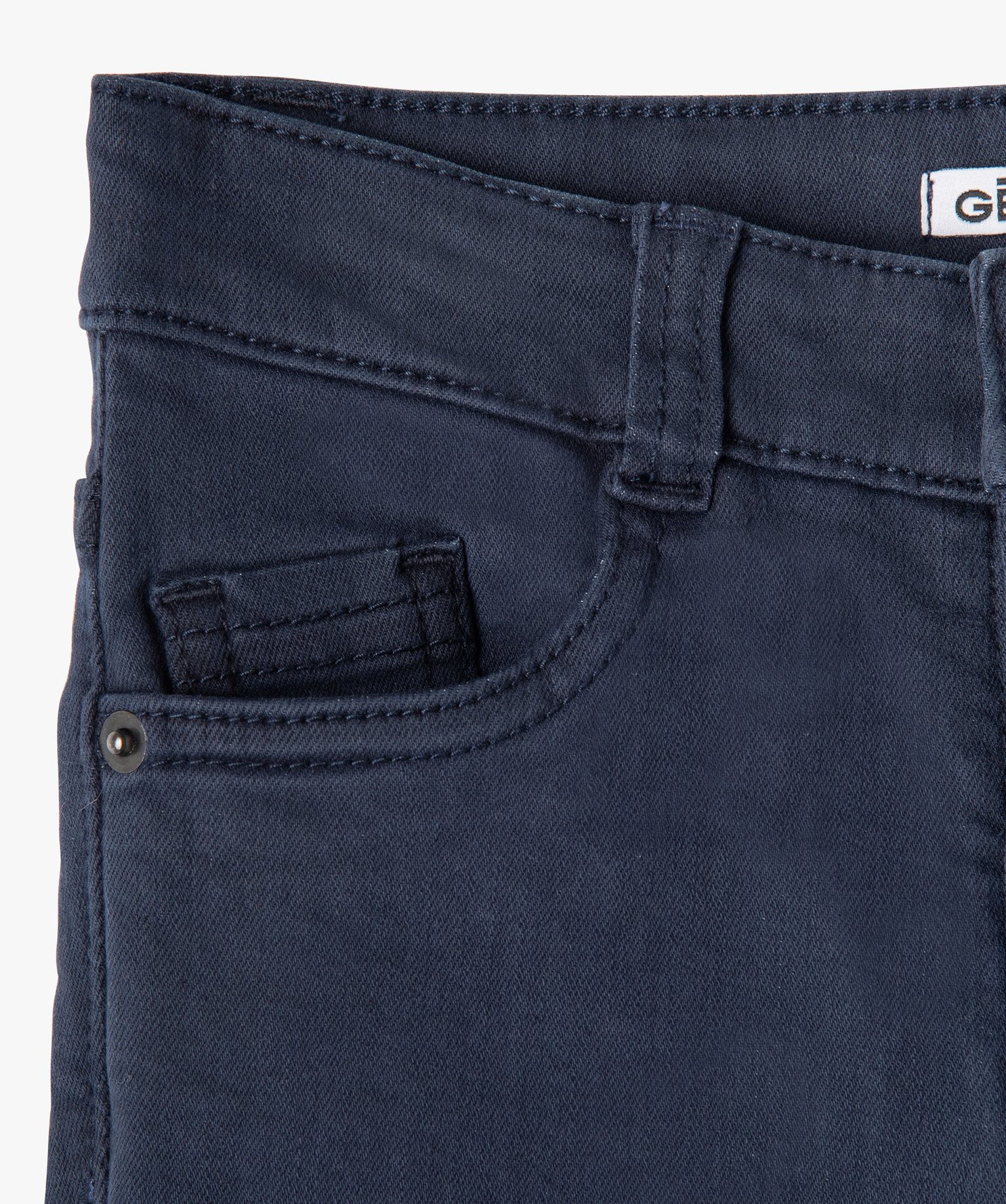 Pantalon uni extensible coupe Slim Garçon marine | GEMO