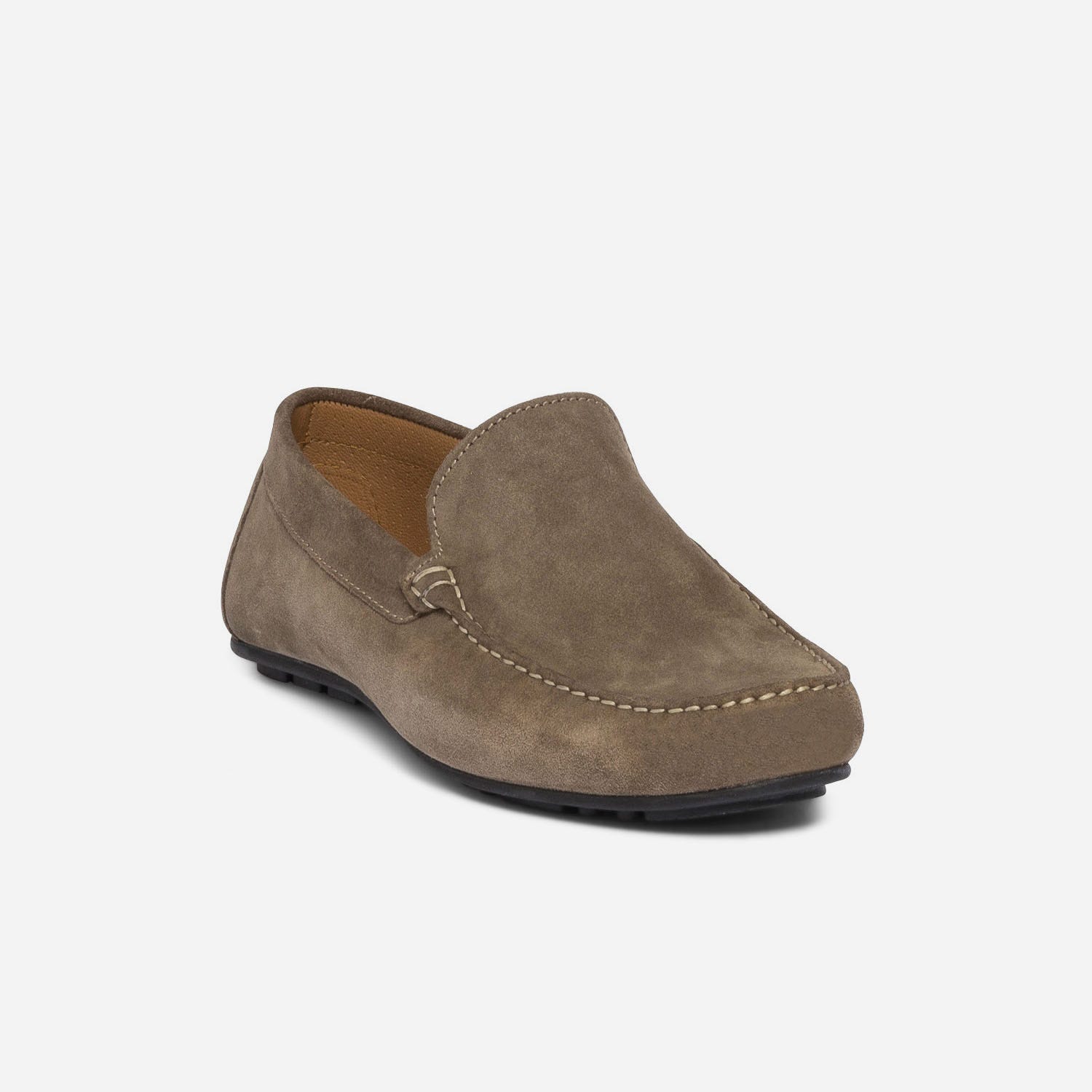 Mocassin taupe en cuir velours