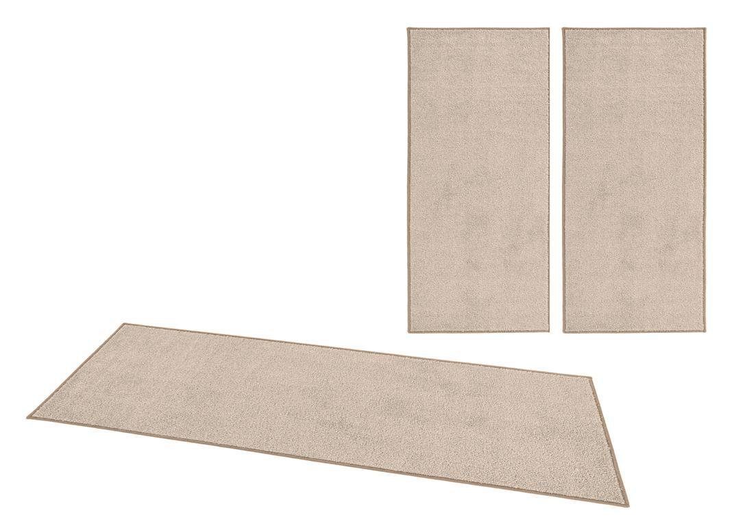 Bettumrandung Pure 100 HANSE Home, Höhe 13 mm, (3-tlg), Kurzflor, Unifarben, Teppich, Bettläufer, Bettvorleger, Teppichläufer
