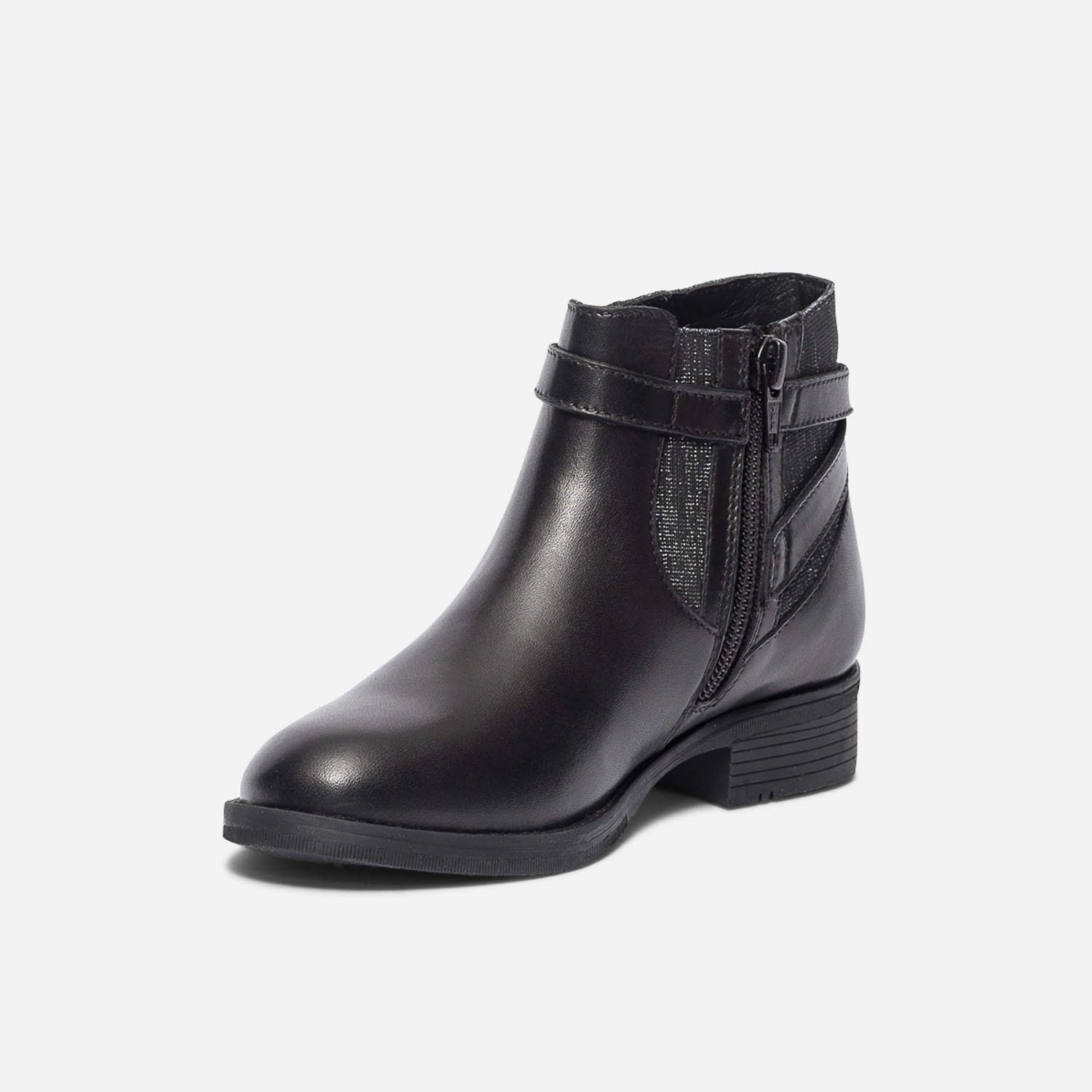 Boots jodhpur noir en cuir à élastique pailleté