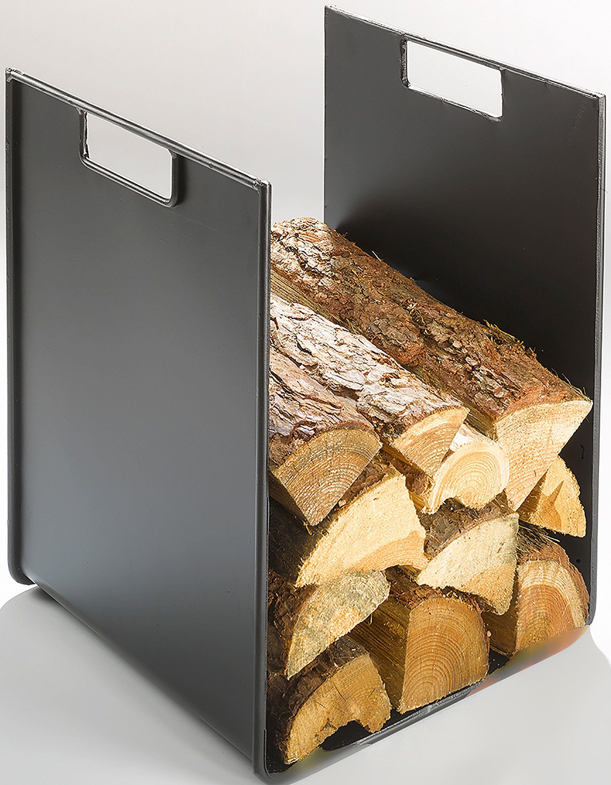 Kobolo Kaminholzregal Kaminholzständer aus schwarz lackiertem Metall 44cm hoch, BxTxH:33x34x44 cm