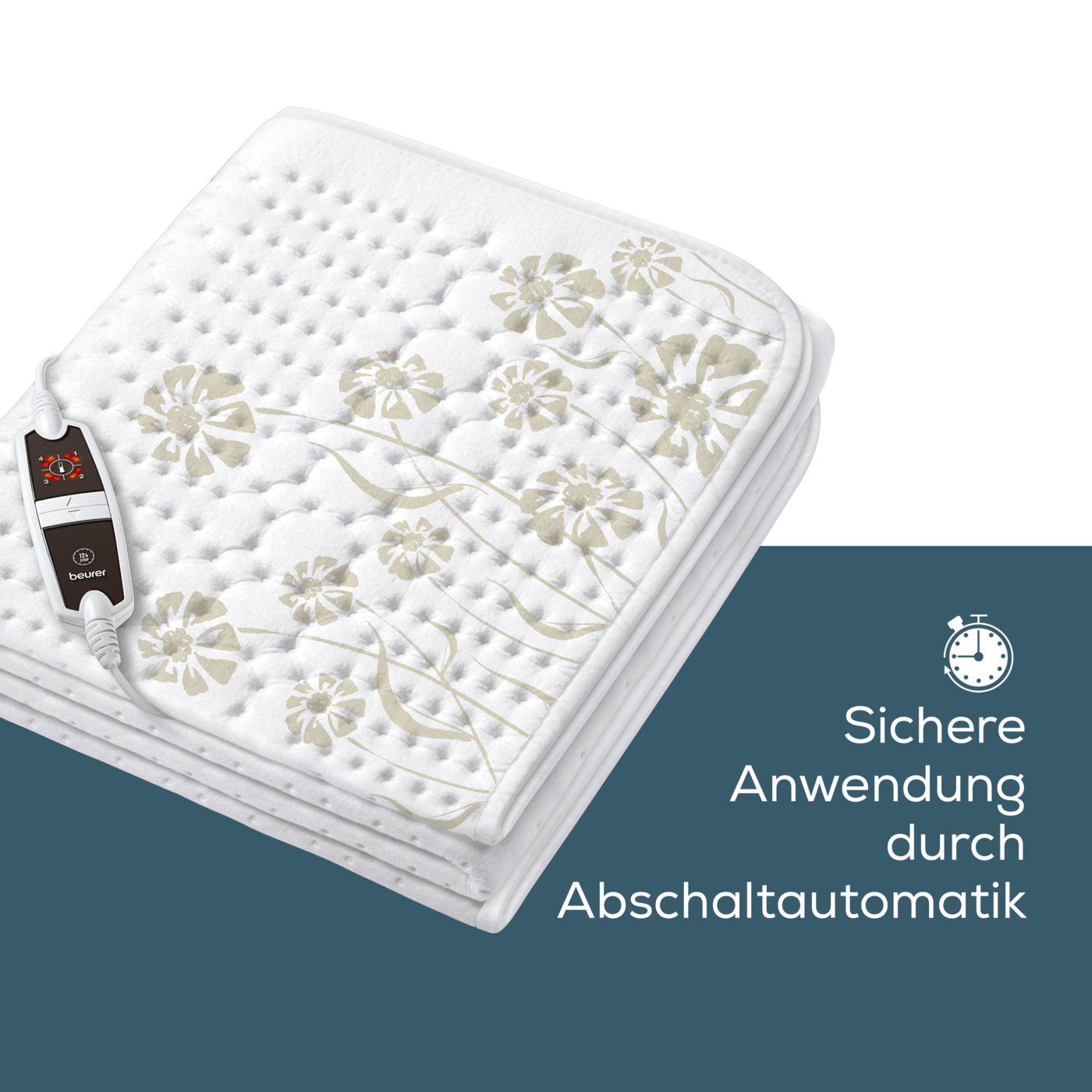 Beurer Wärmeunterbett UB 60-Motivdruck Wärmeunterbett mit 4 Temperaturstufen & Rückschaltautomatik - 150 x 80 cm