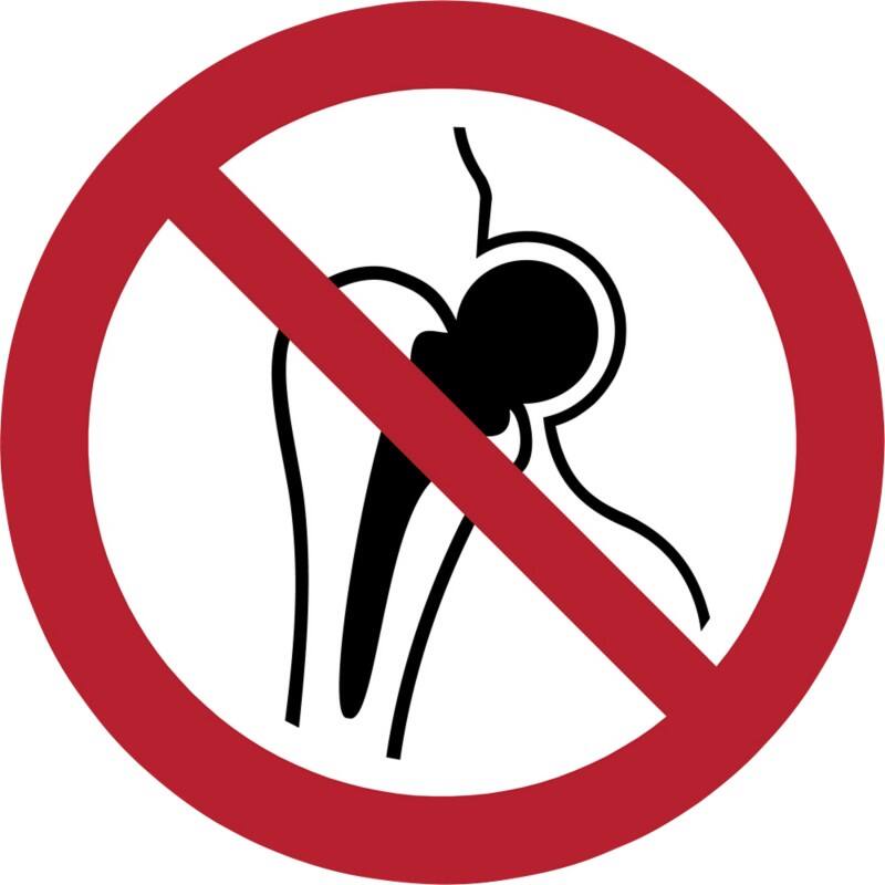 Djois Warnschild Kein Zutritt für Personen mit Implantaten aus Metall Klebstoff, einschraubbar PP (Polypropylen) 30 (B) x 0,14 (H) cm 3 Stück